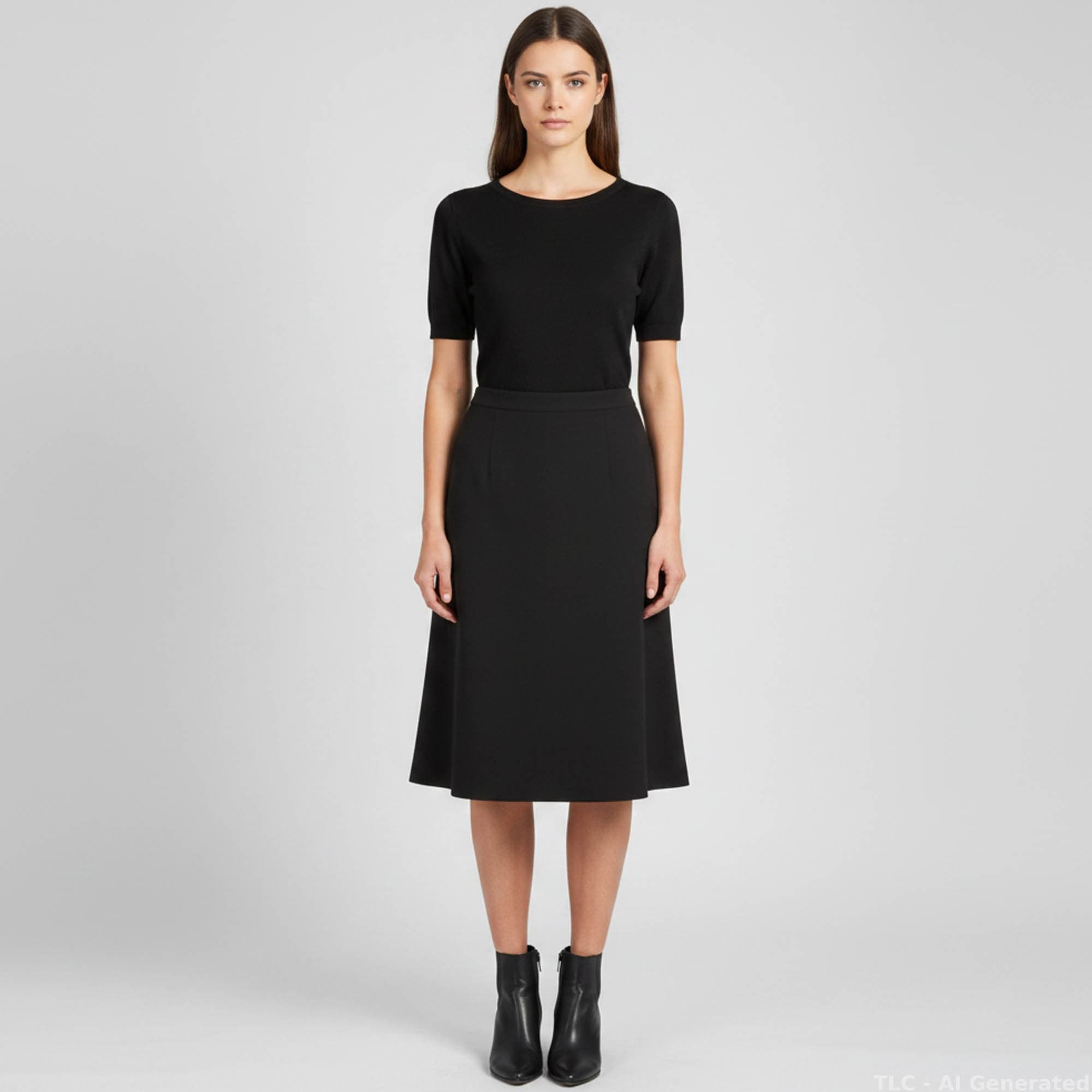 Escada Black Wool Rejane Midi Skirt XL