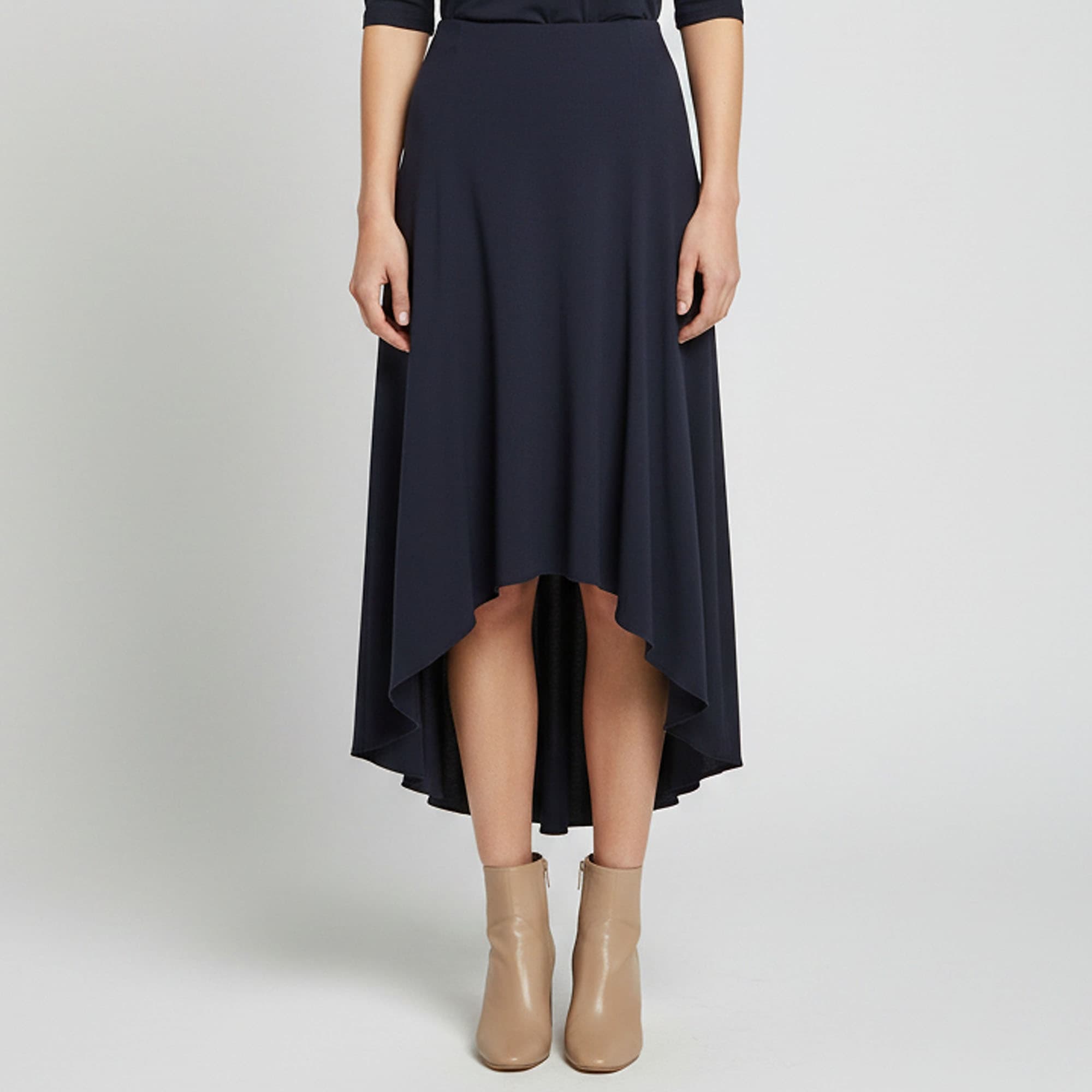 Escada Navy Blue Crepe Asymmetrical Ravenna Skirt S