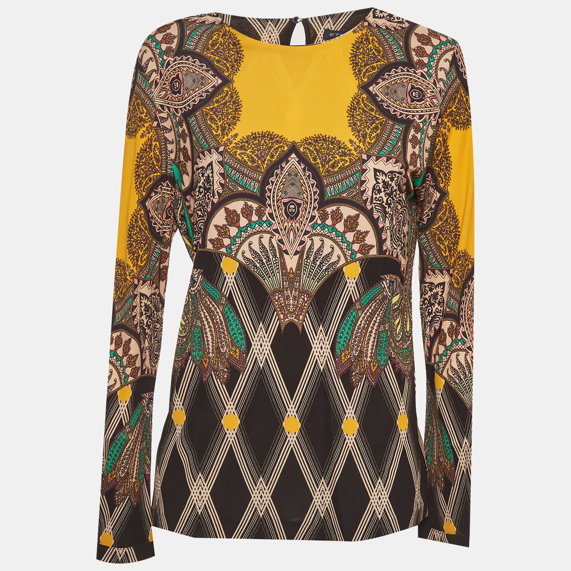 Etro Multicolour Printed Jersey Long Sleeve Top M