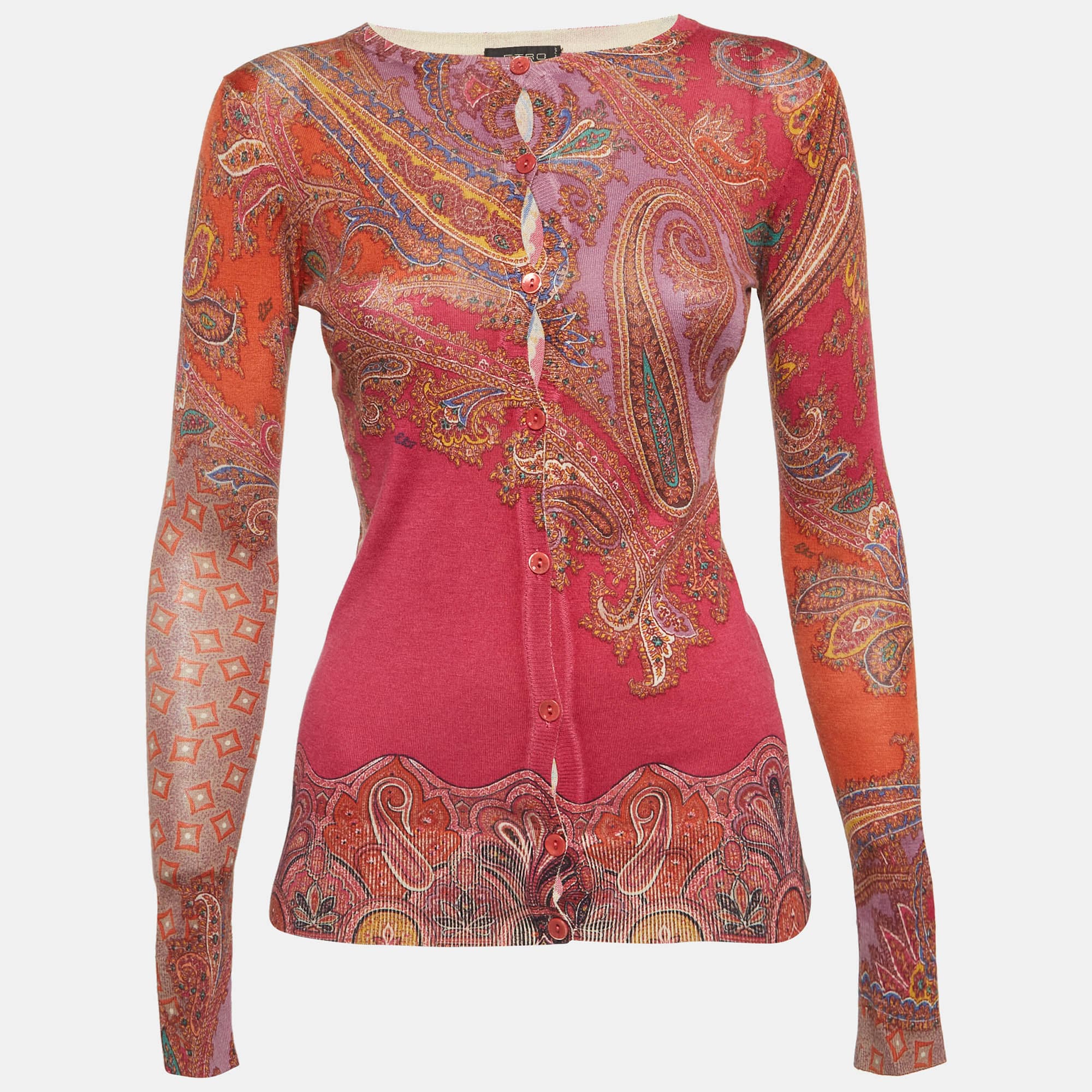 Etro Multicolour Paisley Print Knitted Sweaters S