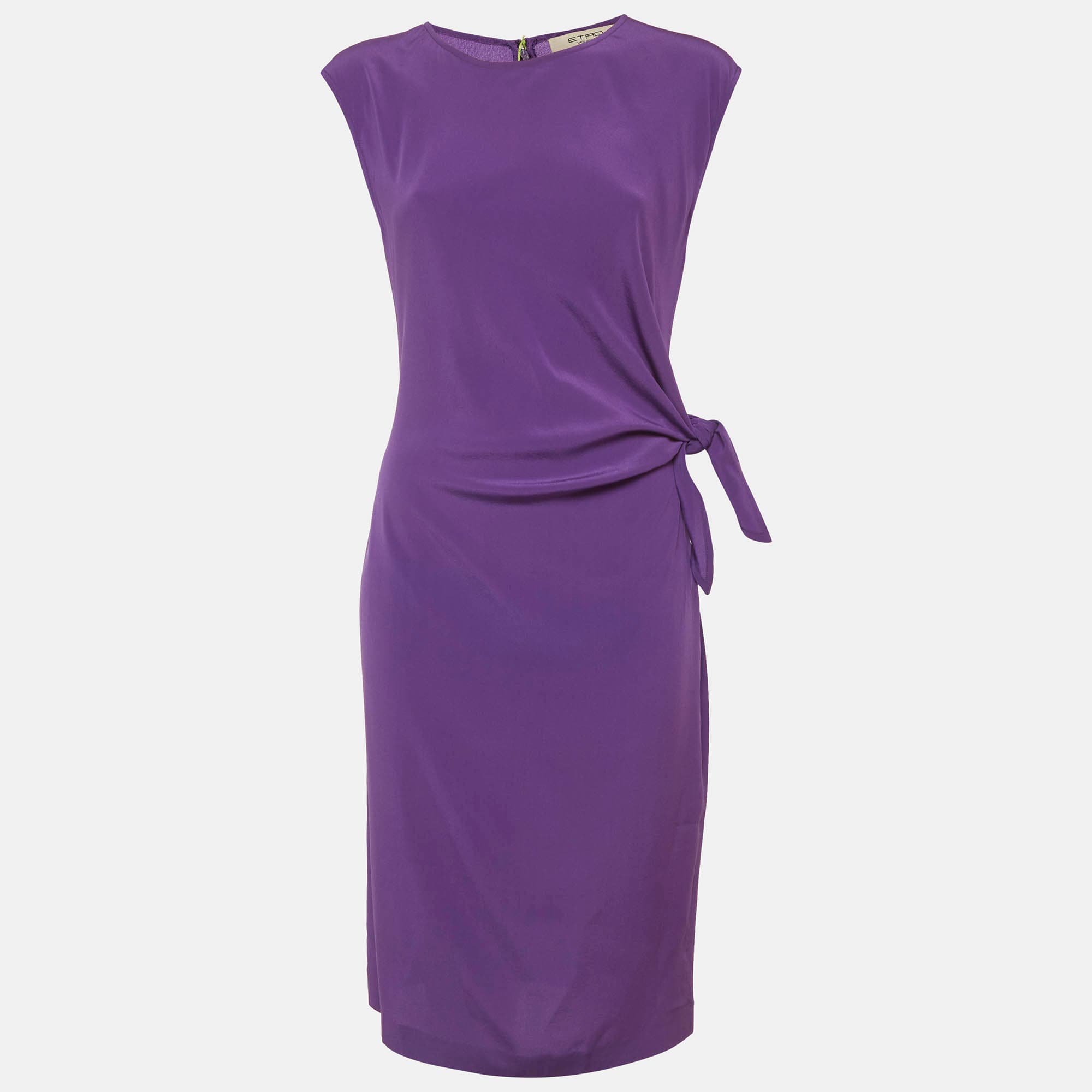 Etro Purple Silk Chiffon Draped Tie Mini Dress M