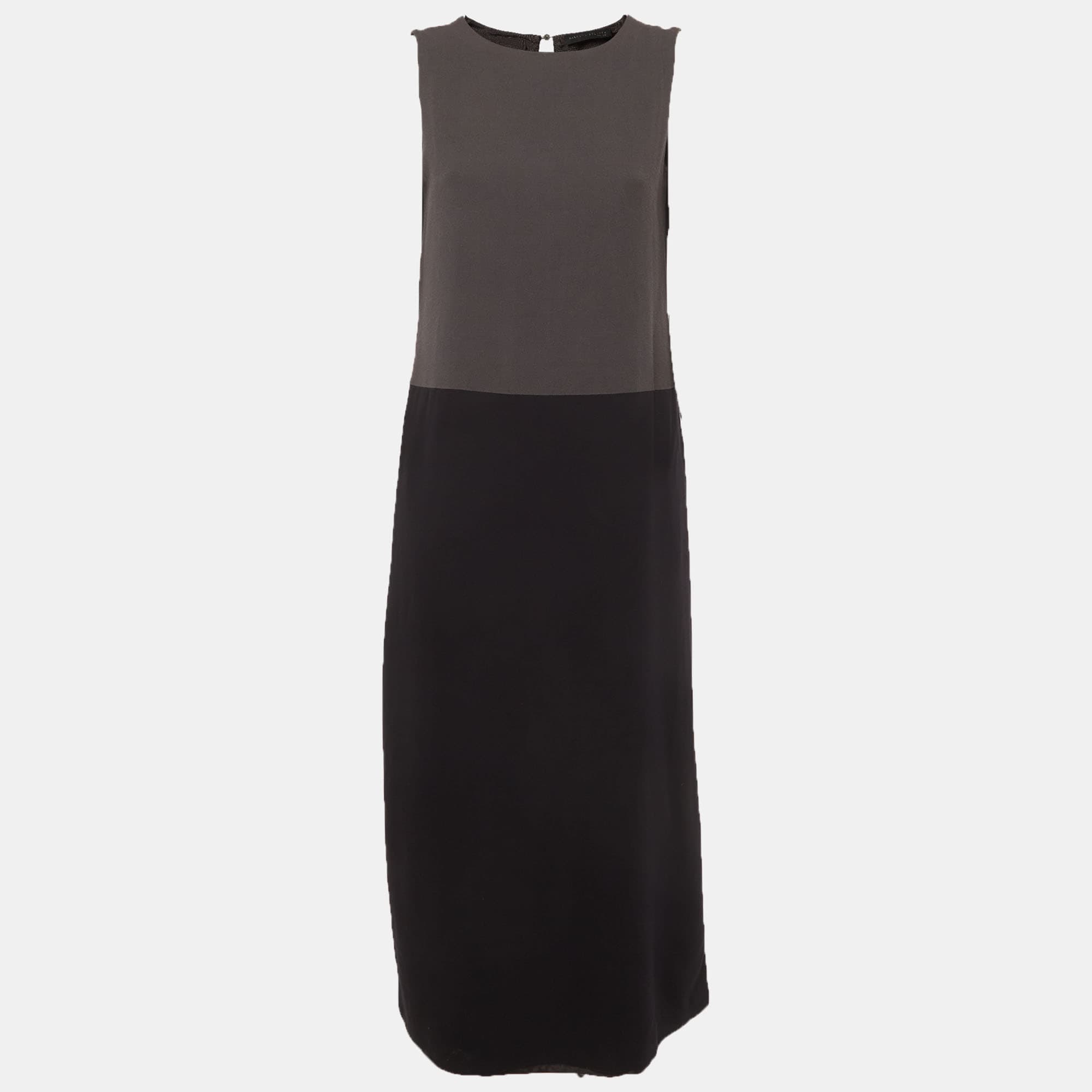 Fabiana Filippi Black Wool Blend Sleeveless Midi Dress XS
