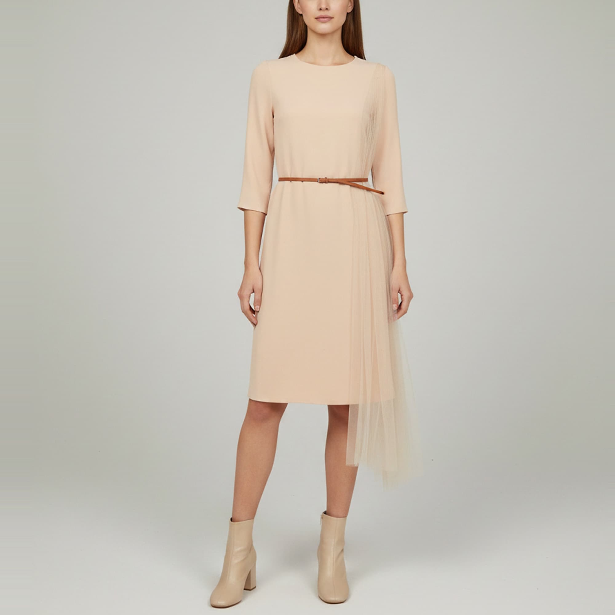 Fabiana Filippi Beige Crepe Draped Dress XS