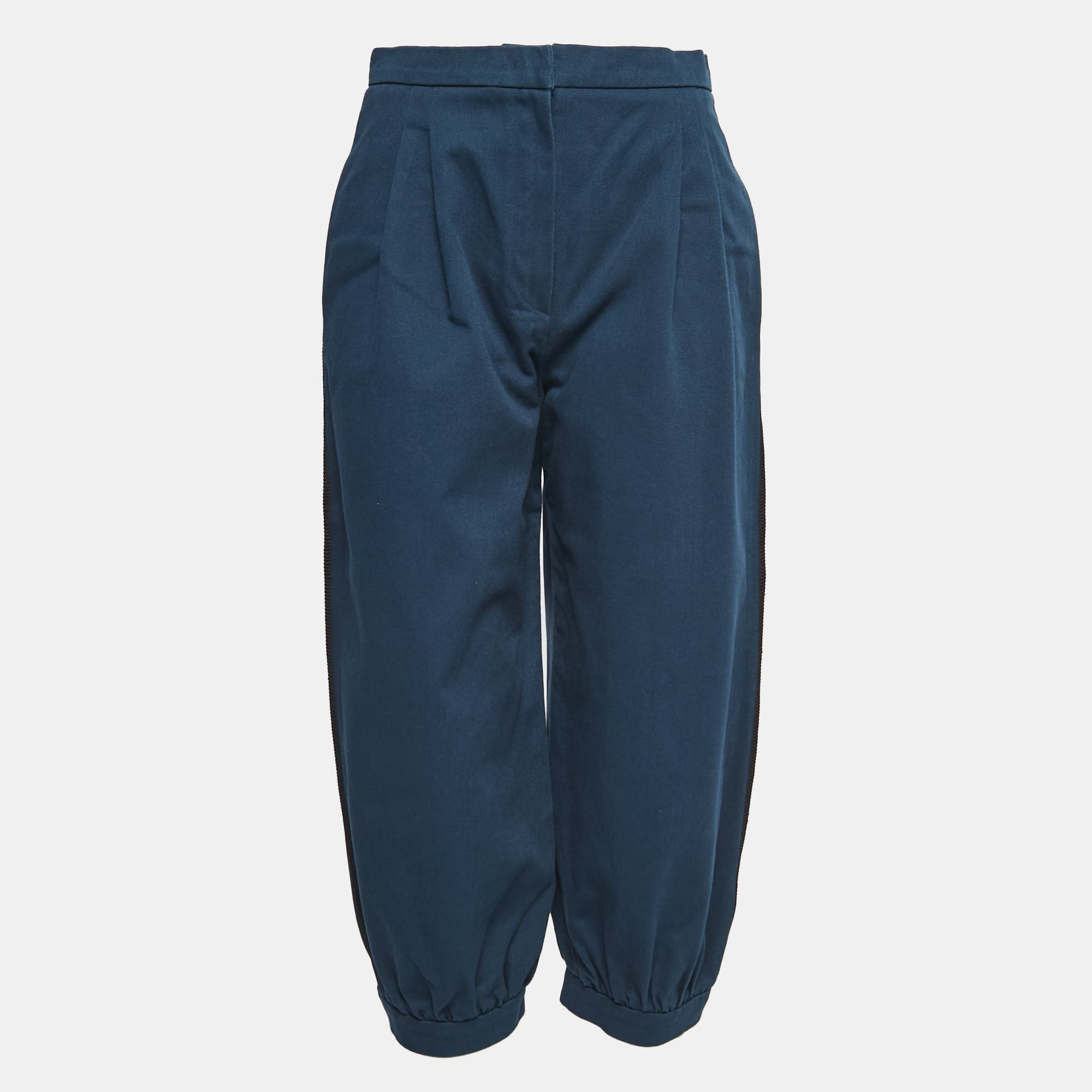 Fendi Navy Blue Cotton Balloon-Leg Trousers M