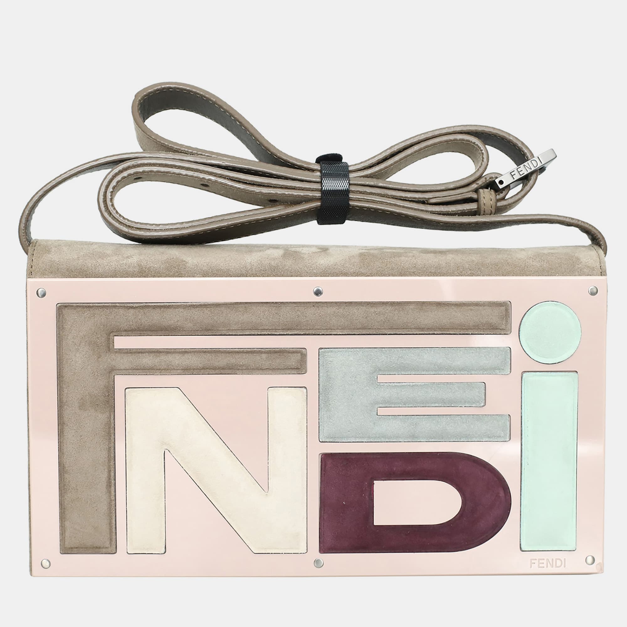 Fendi Multicolor Logo Small Multicolour Suede Leather Crossbody Bag