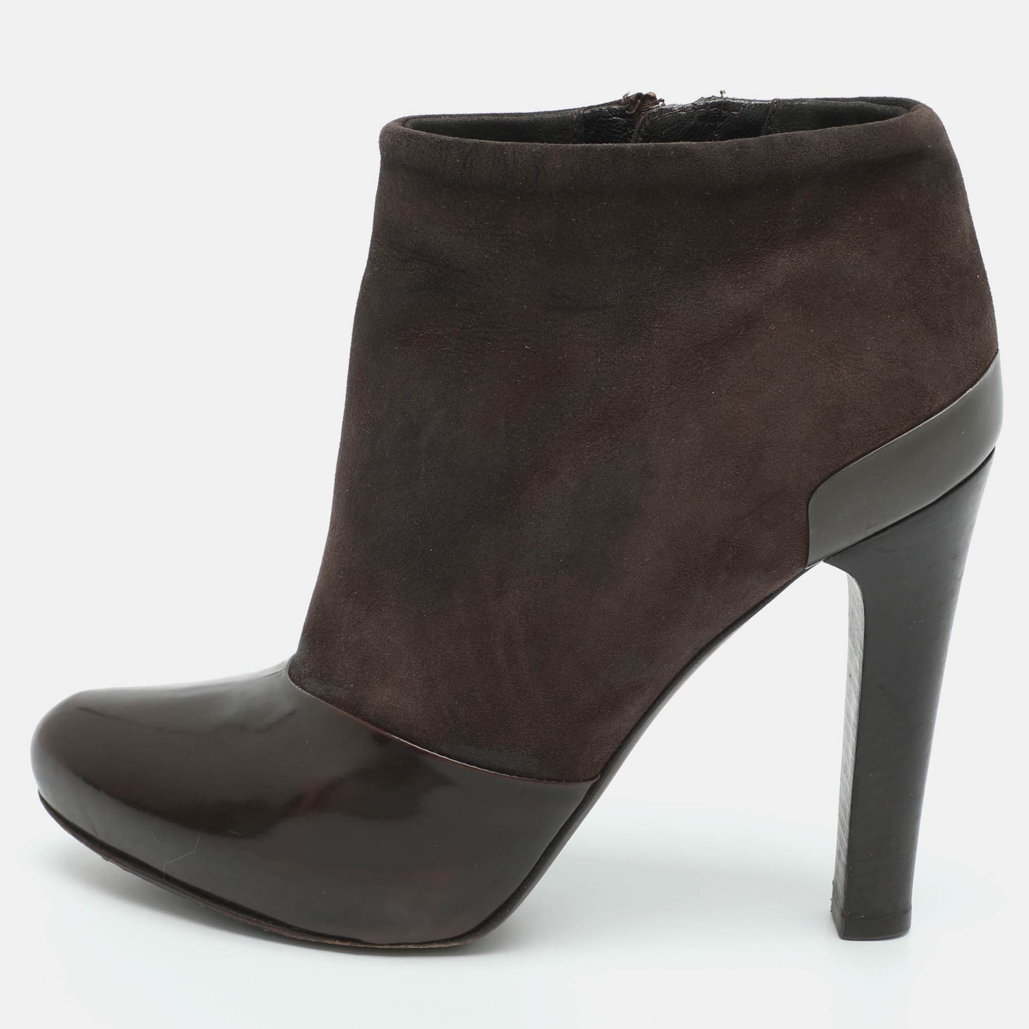 Fendi Size 36 Brown Leather and Suede Booties