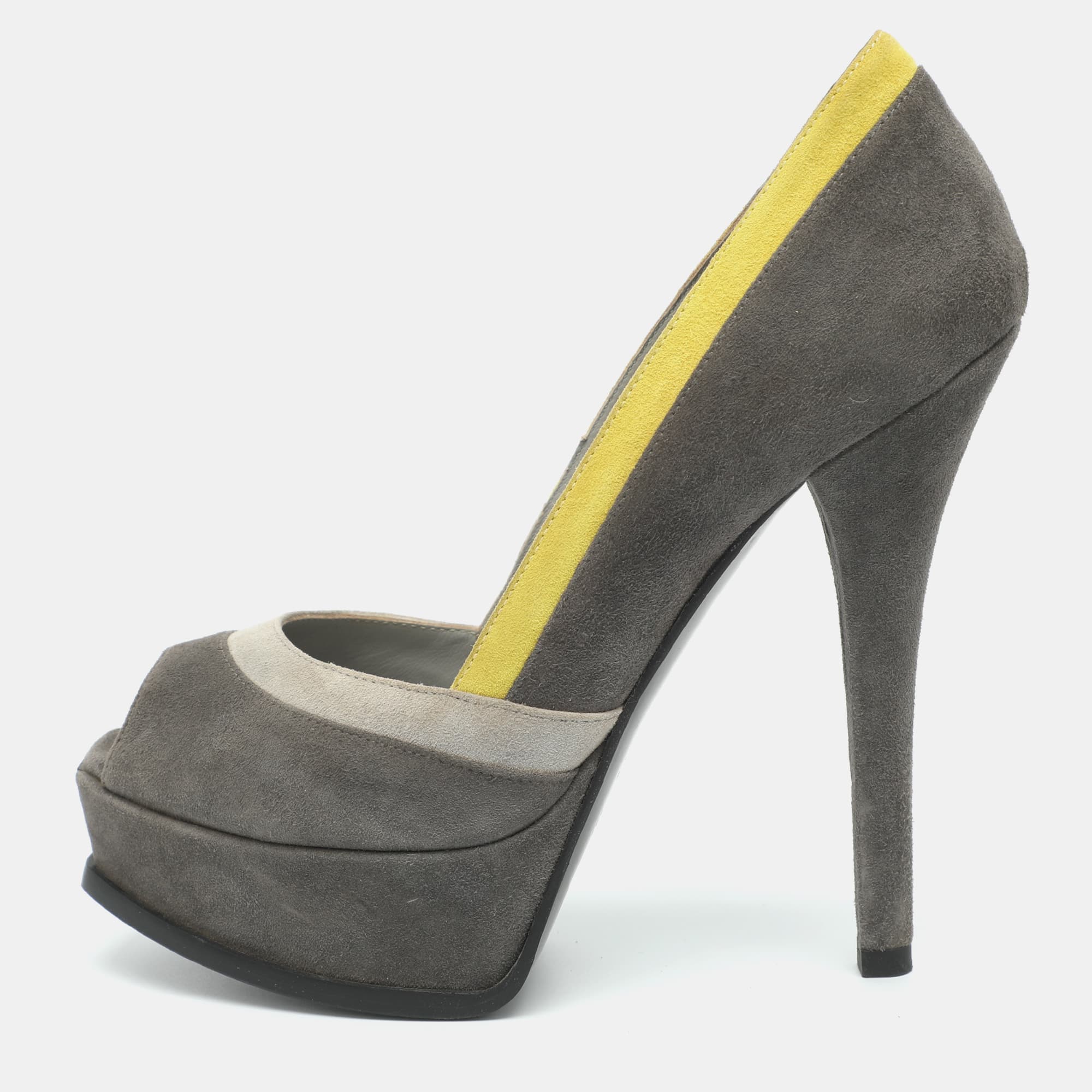 Fendi Fendista Size 38 Multicolor Suede Platform Pumps