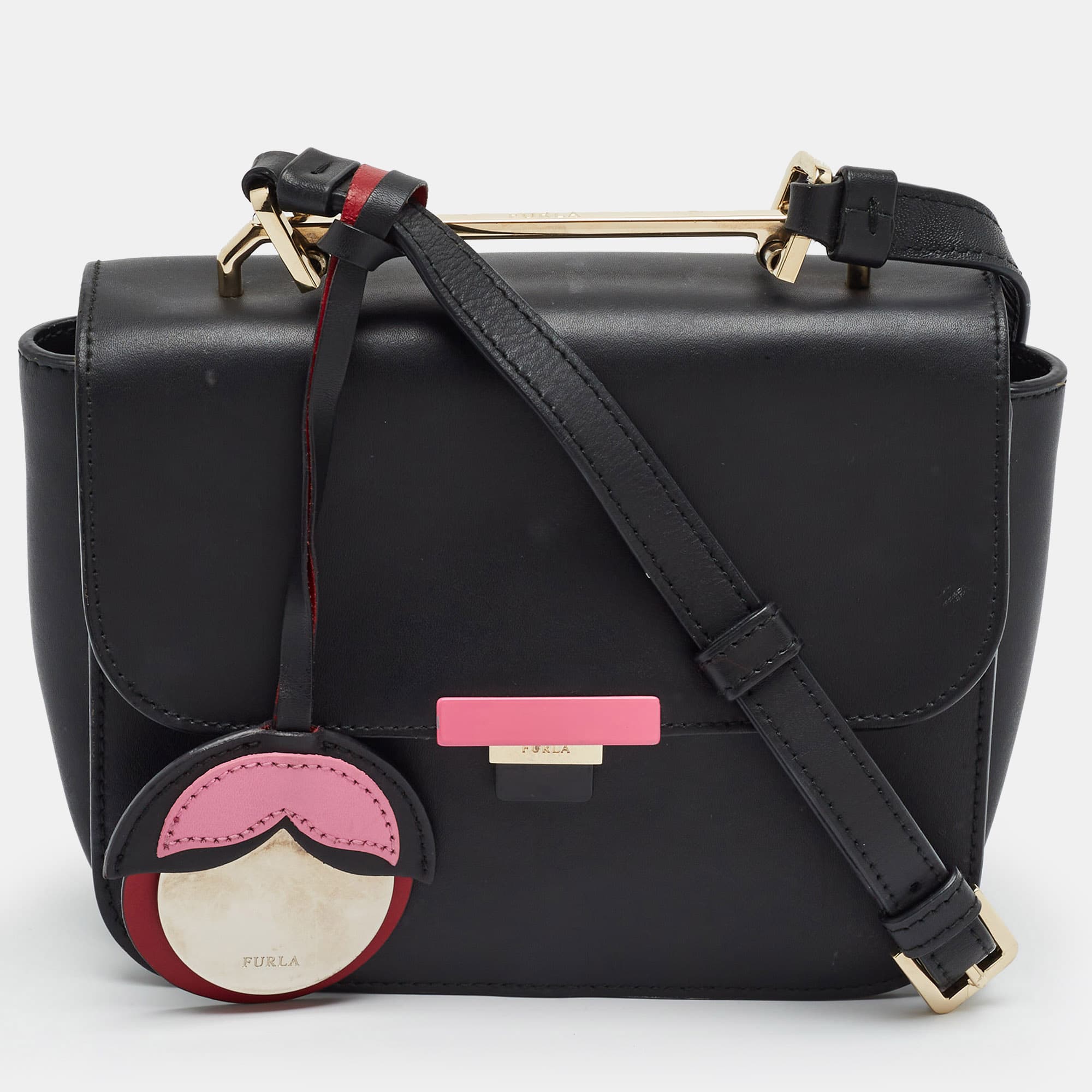 Furla Elisir Black Leather Crossbody Bag