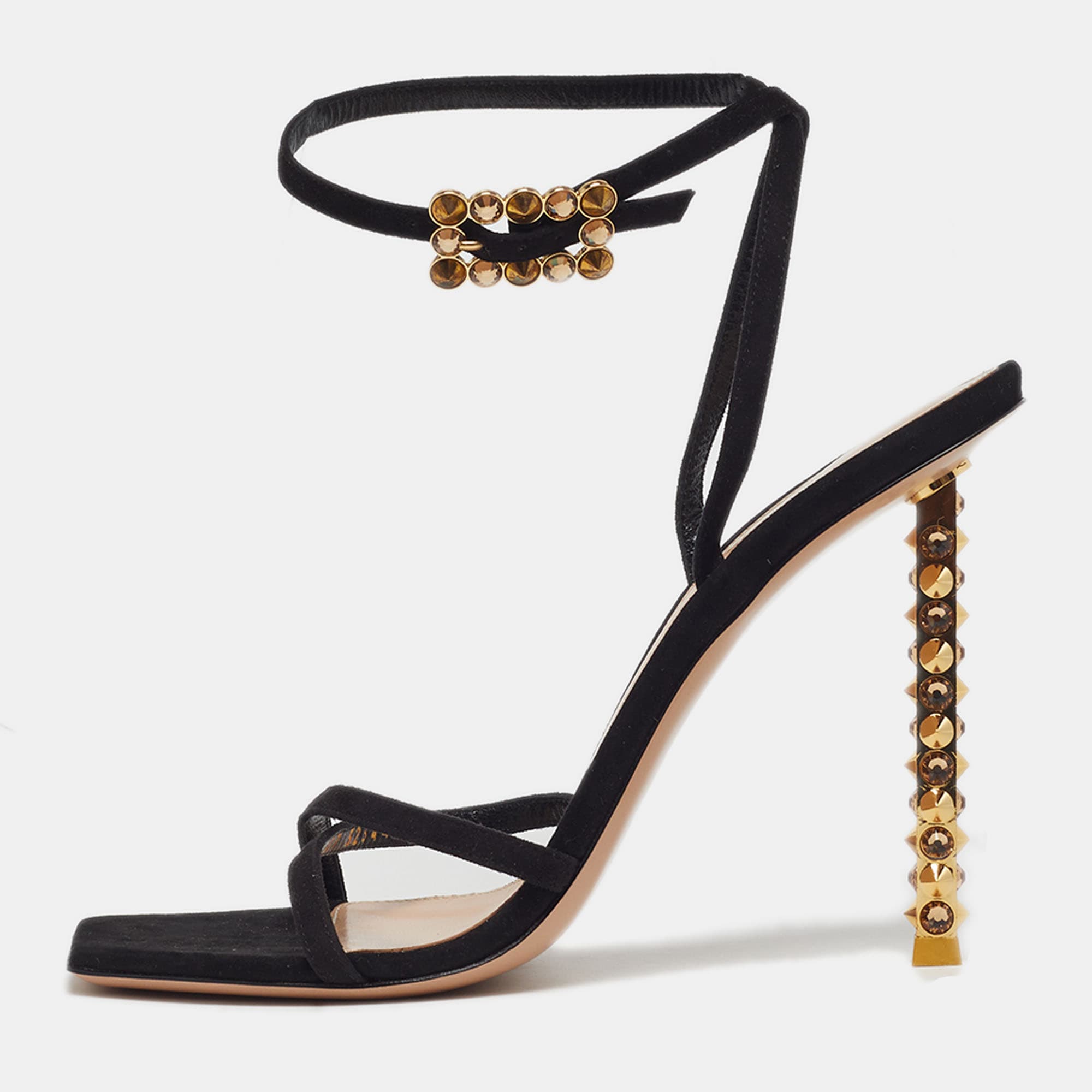 Gianvito Rossi Wonder Size 40 Black Suede Ankle Strap Sandals