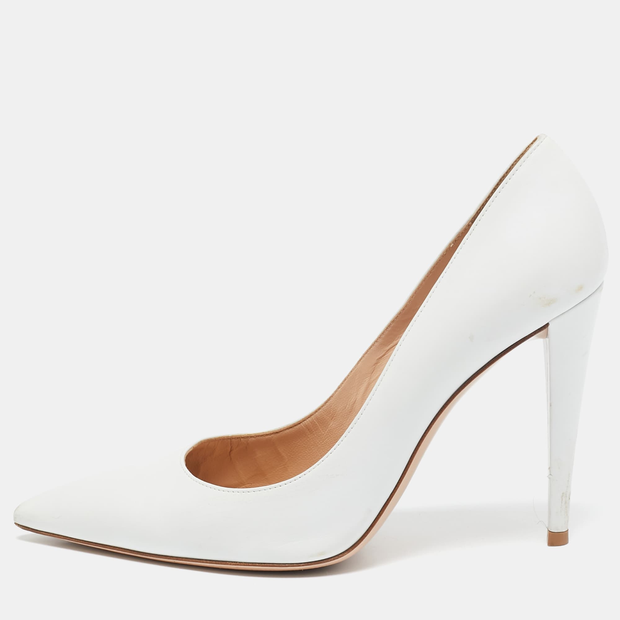 Gianvito Rossi White Leather Decollete Pumps Size 39.5