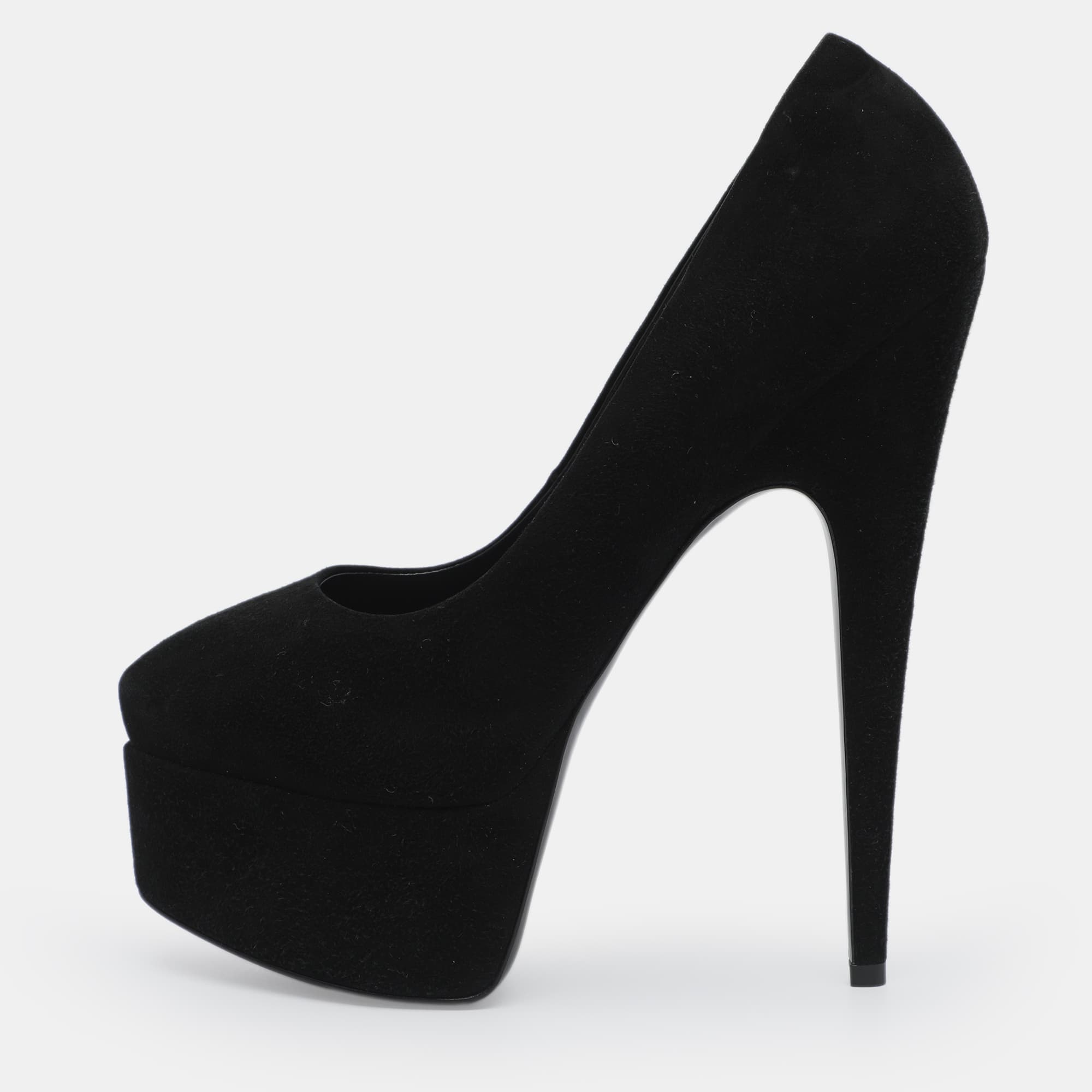 Giuseppe Zanotti Size 39 Black Suede Platform Pumps