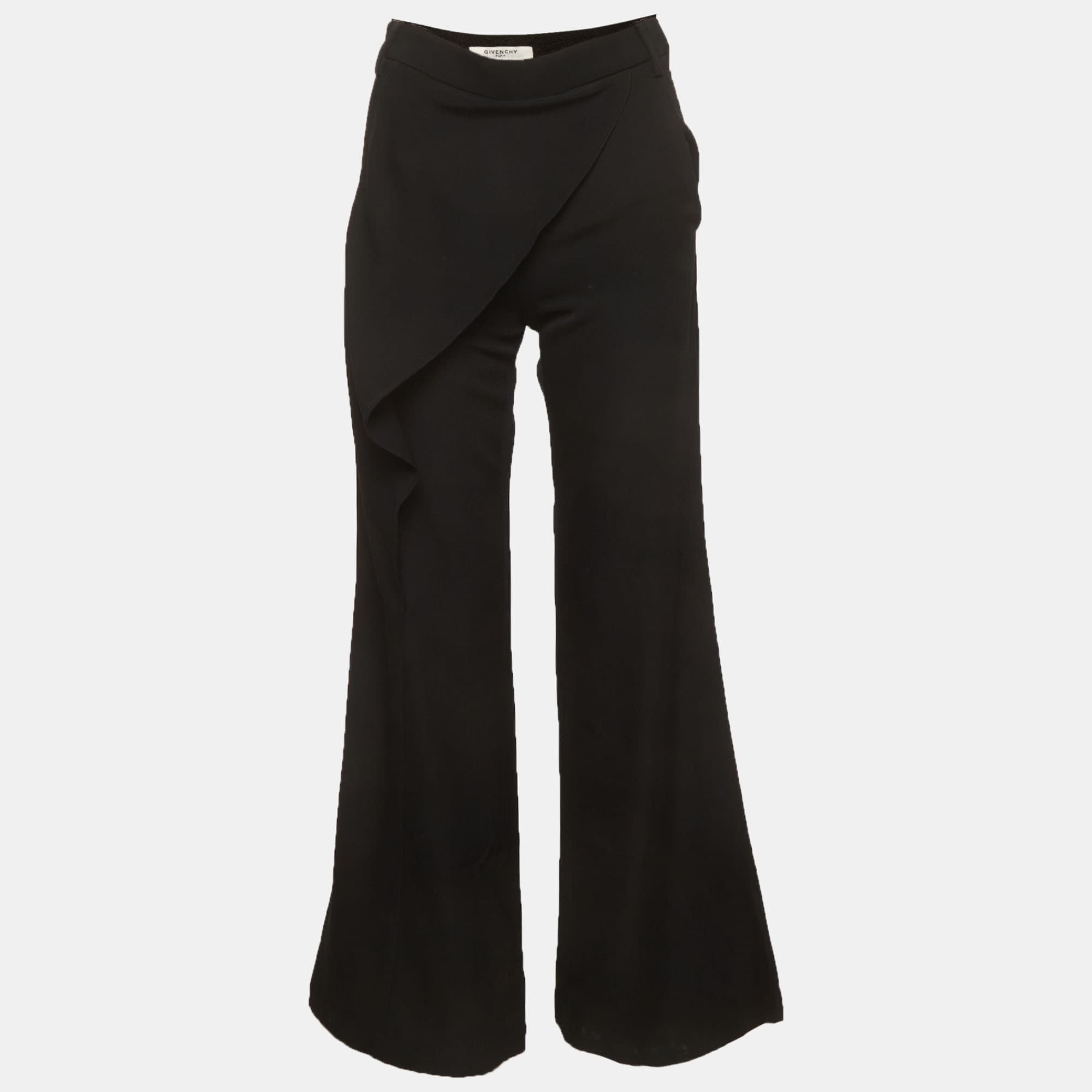 Givenchy Black Wool Flap Detail Trousers S