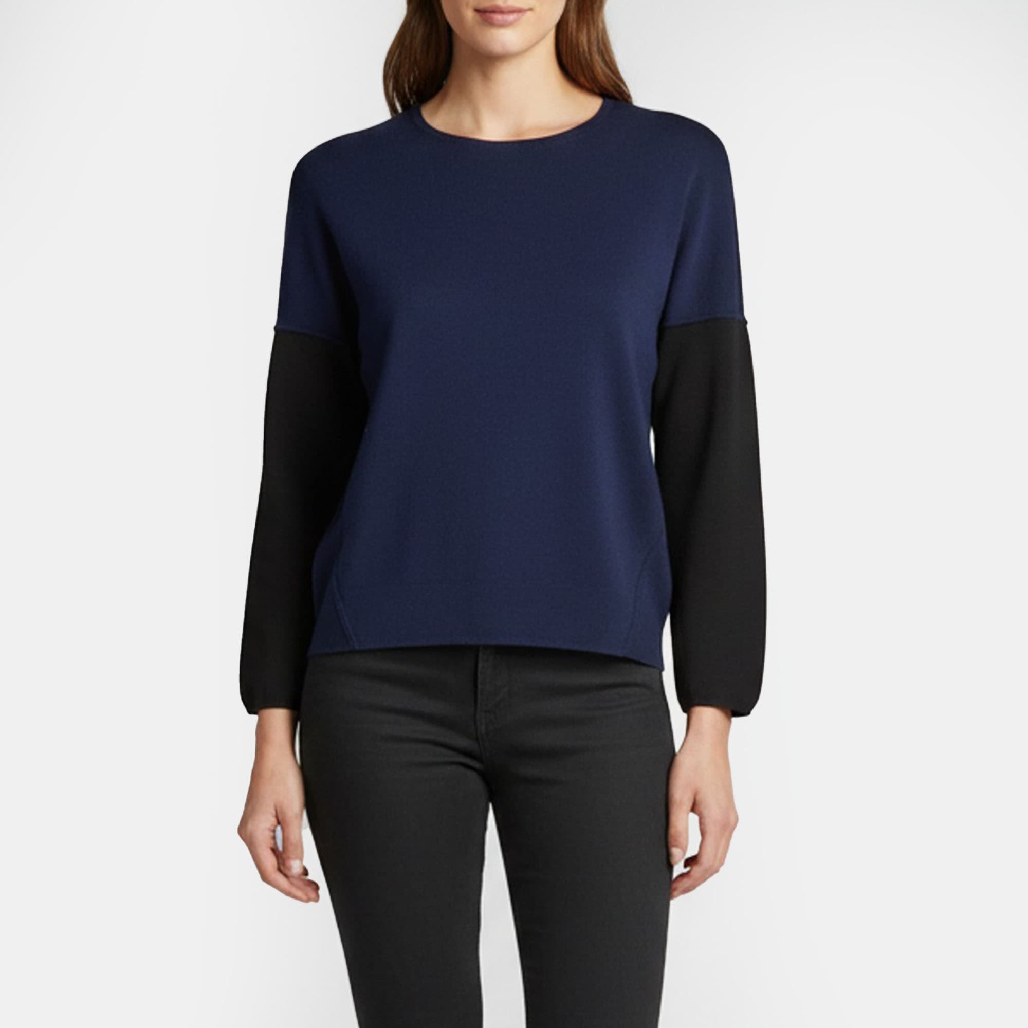 Golden Goose Deluxe Brand Navy Blue/Black Paneled Rib Knit Top S