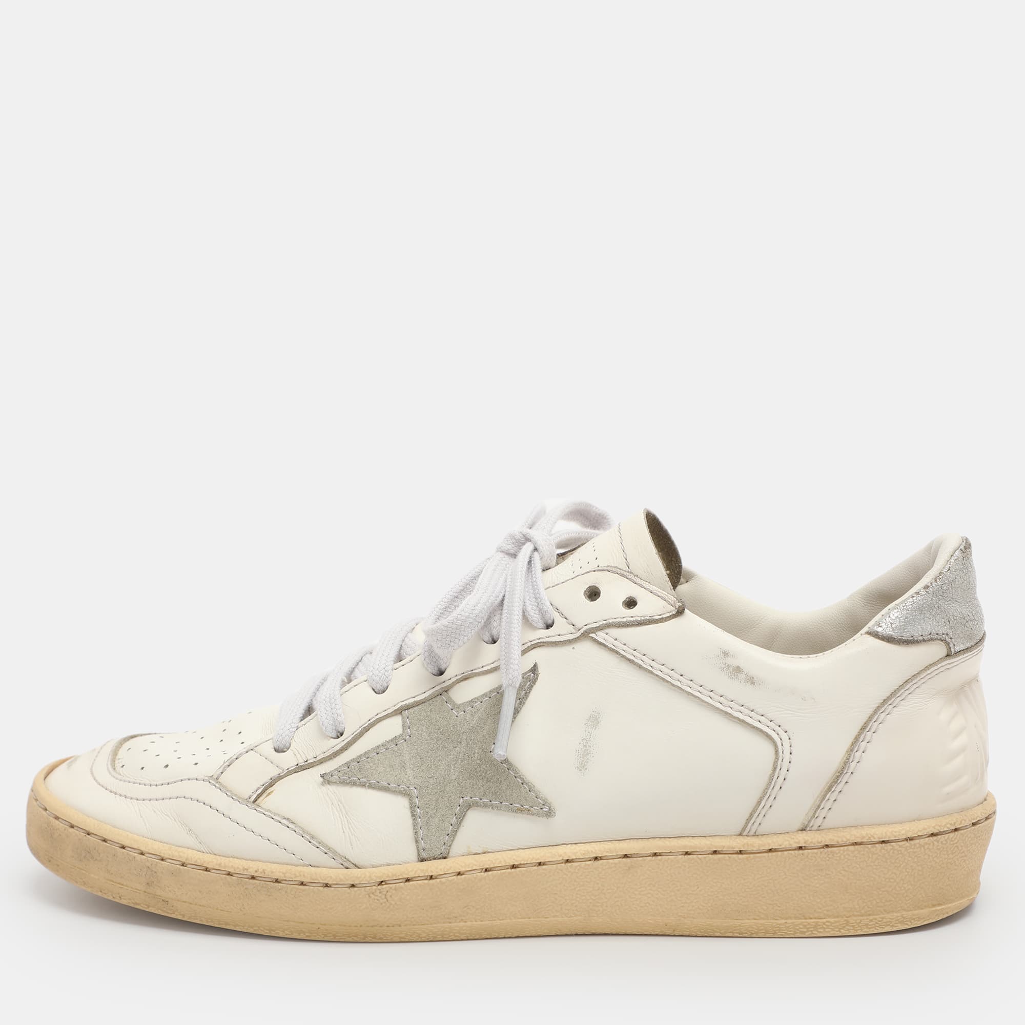Golden Goose Ball Star Size 39 White/Grey Leather Low Top Sneakers