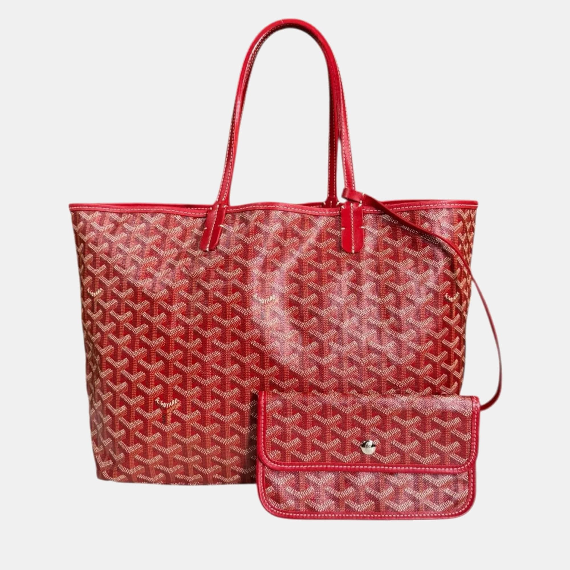 Goyard Saint Louis PM Red Coated Canvas Tote Bag