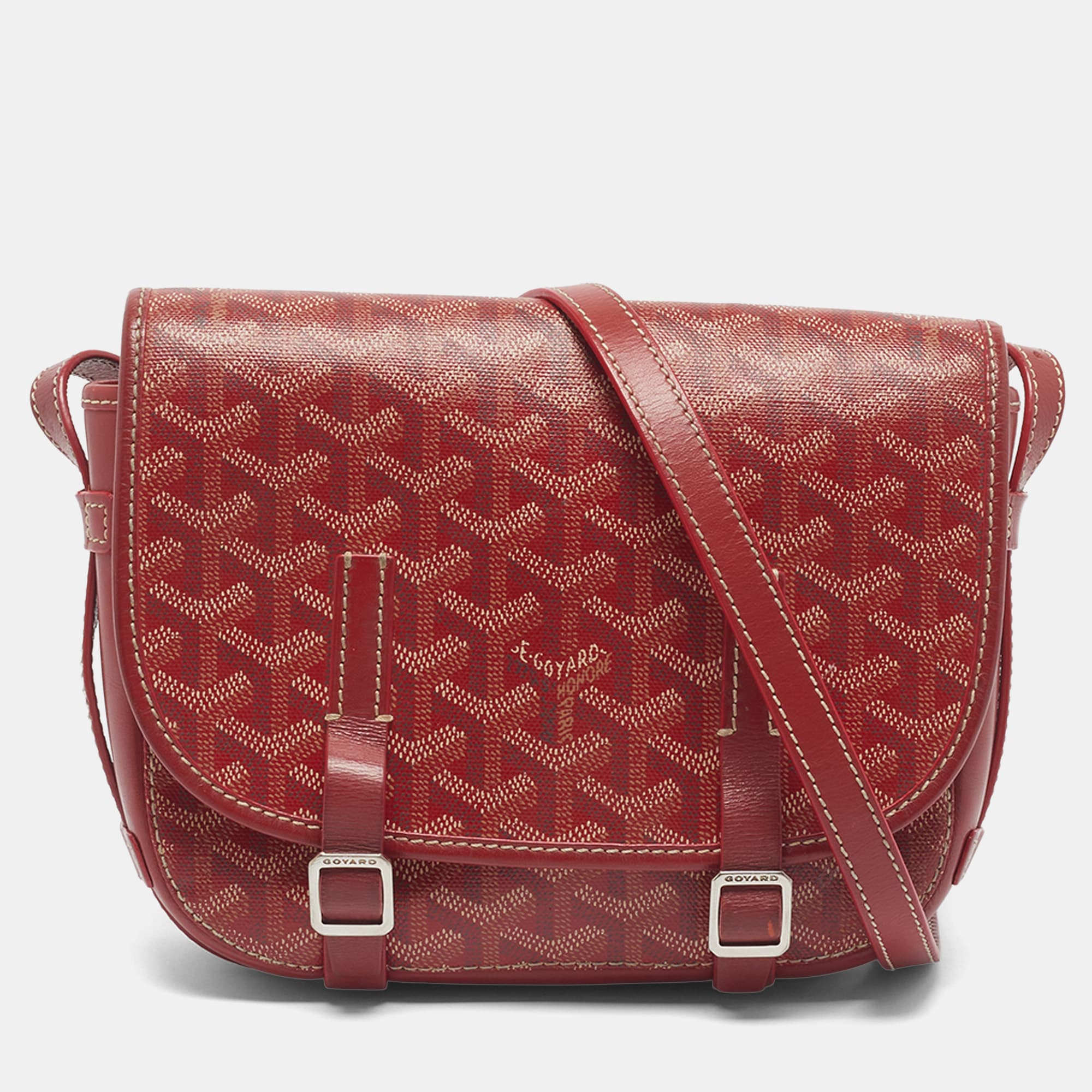Goyard Belvedere PM Red Goyardine Coated Canvas and Leather Bag