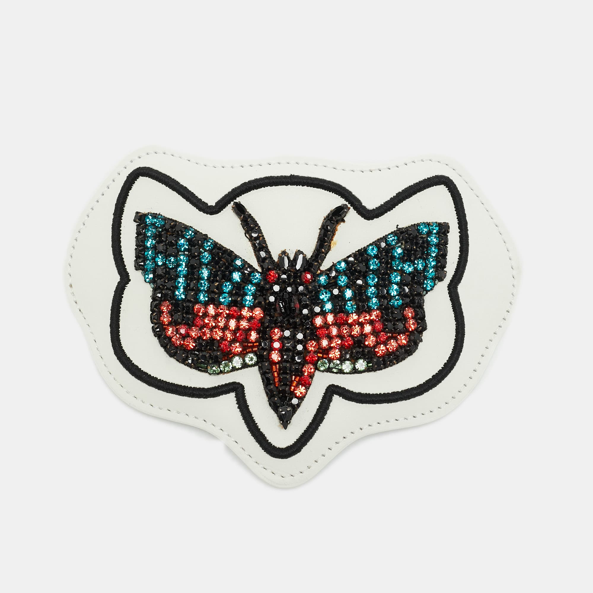 Gucci Ace Tropical Butterfly Crystal Patch White Leather