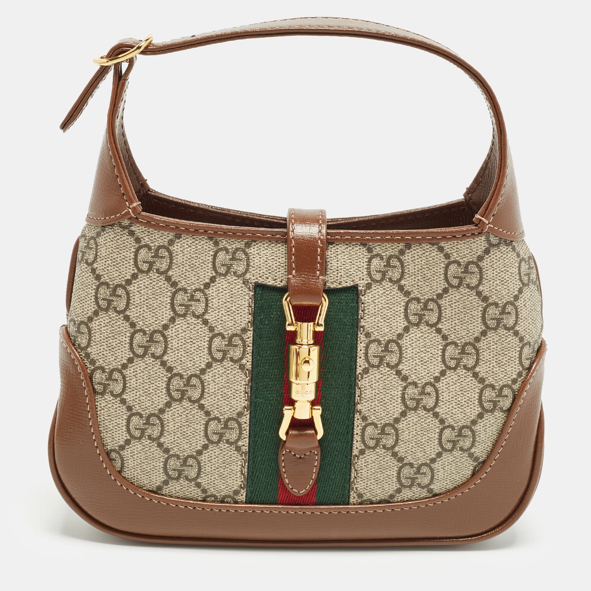 Gucci 1961 Jackie Mini Brown/Beige GG Supreme Canvas and Leather Hobo