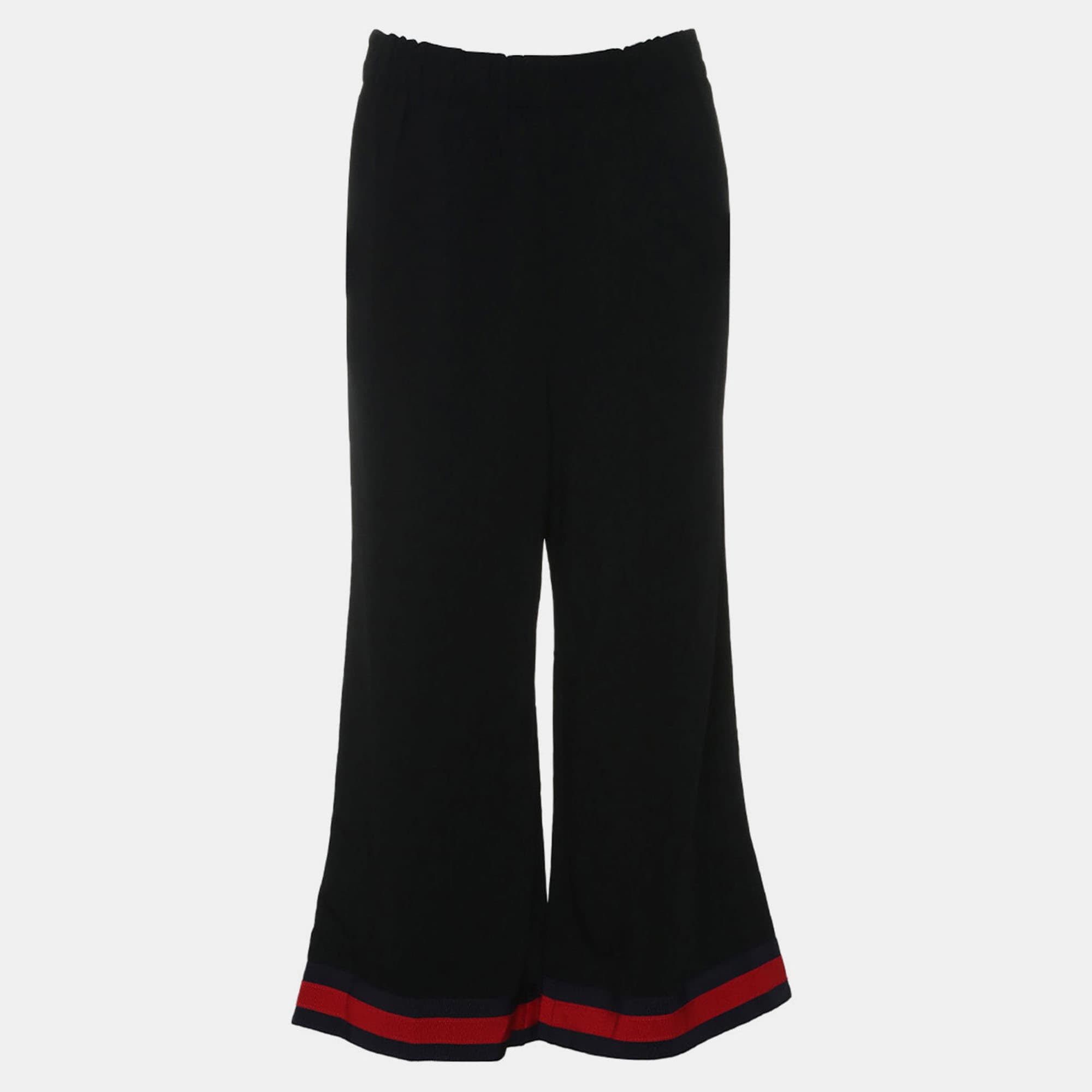 Gucci Black Web-Stripe Long Pants M