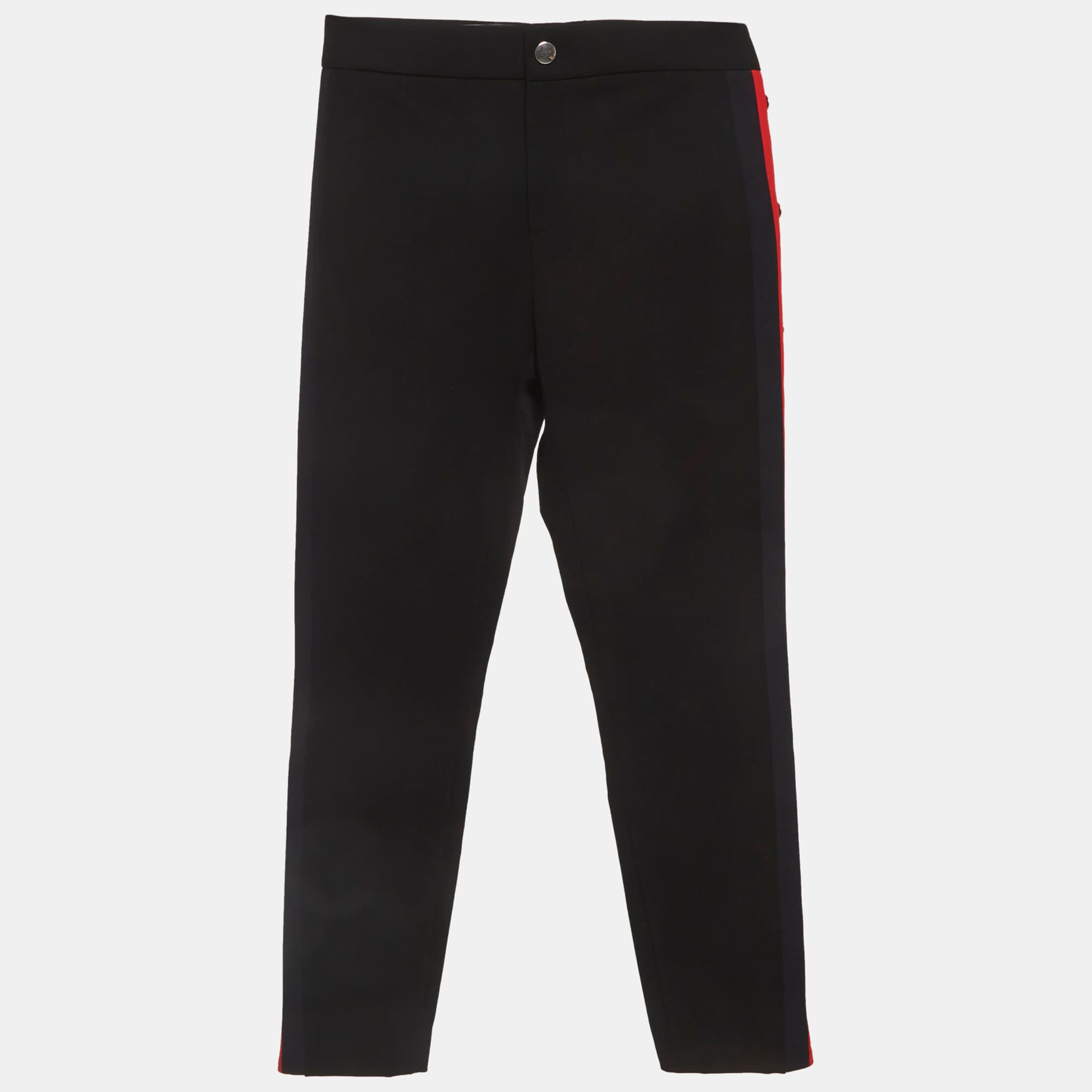 Gucci Black Stretch Cotton Side Striped Straight Pants S