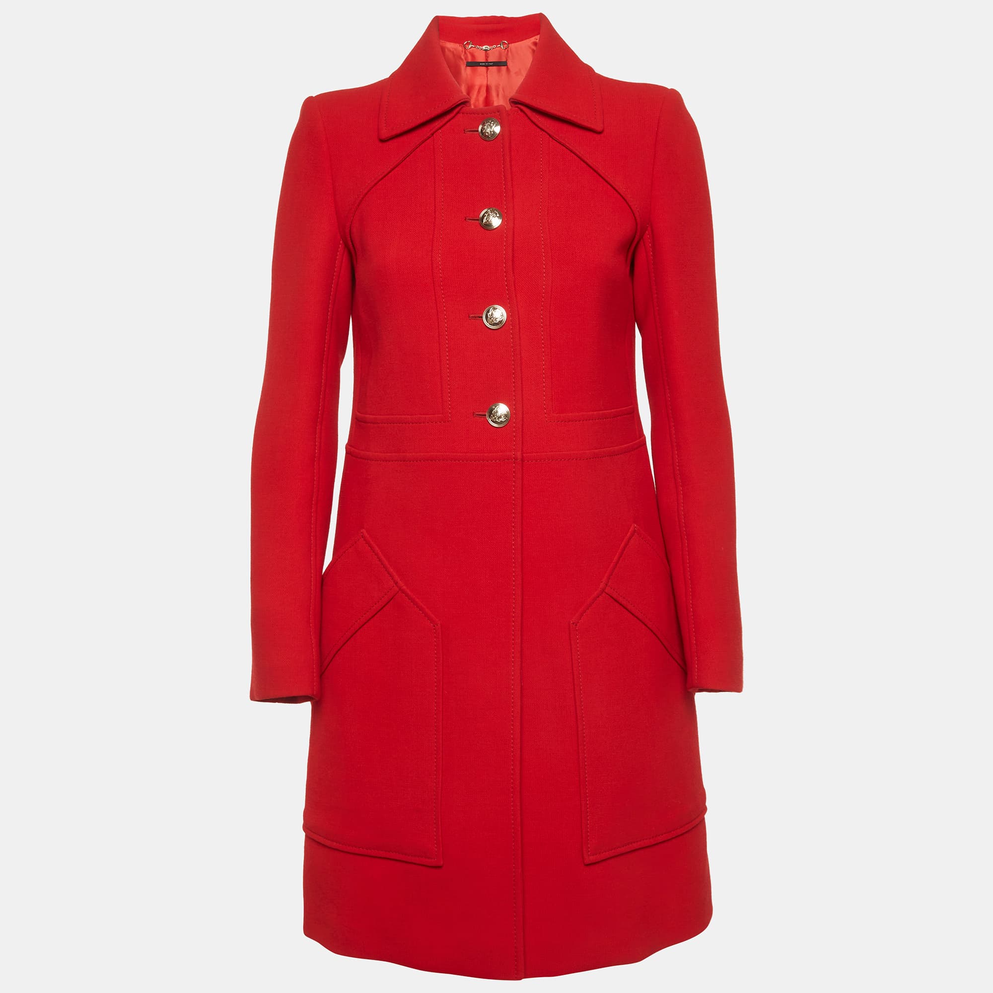 Gucci Red Wool Mid-Length Coat S