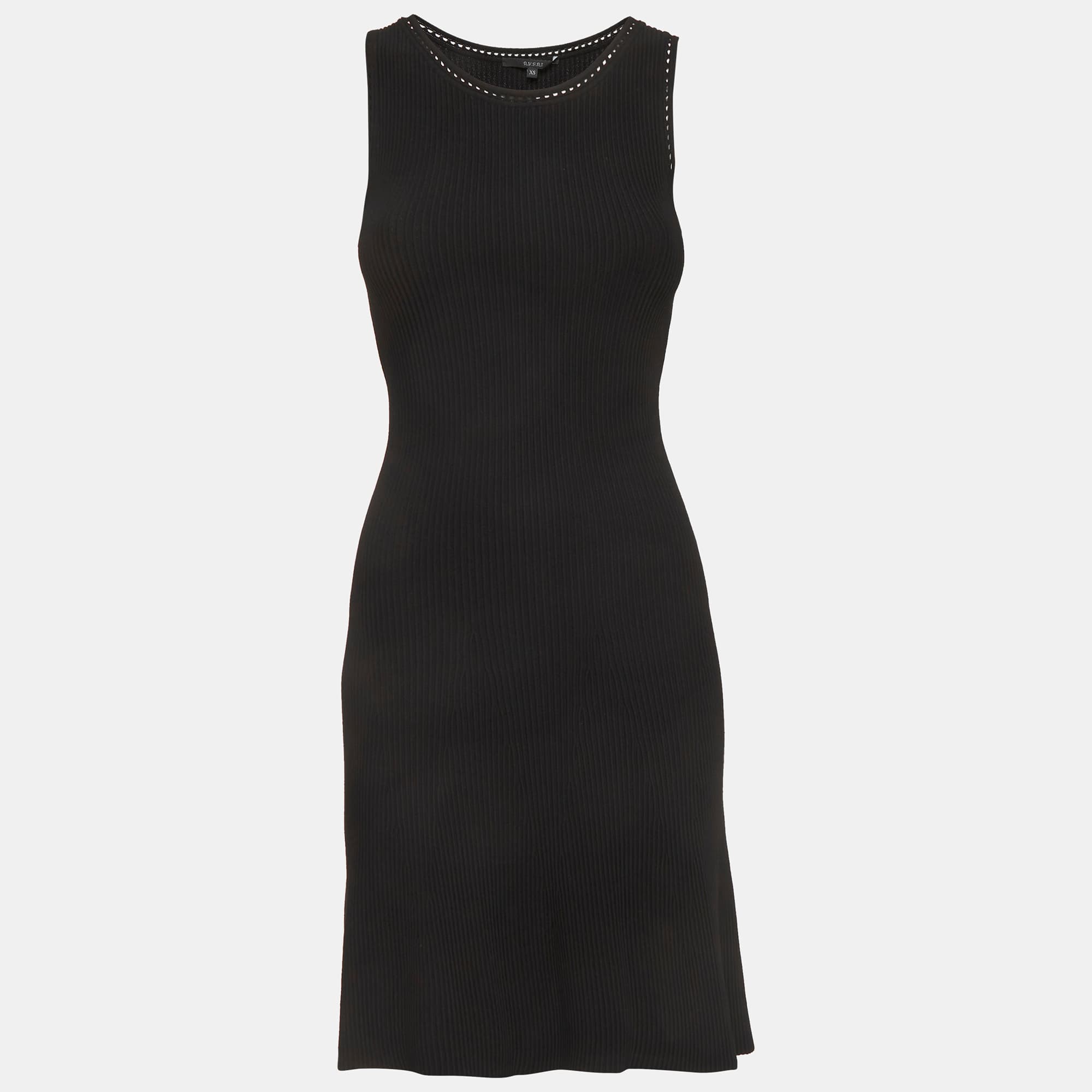 Gucci Black Rib Knit Sleeveless Mini Dress XS