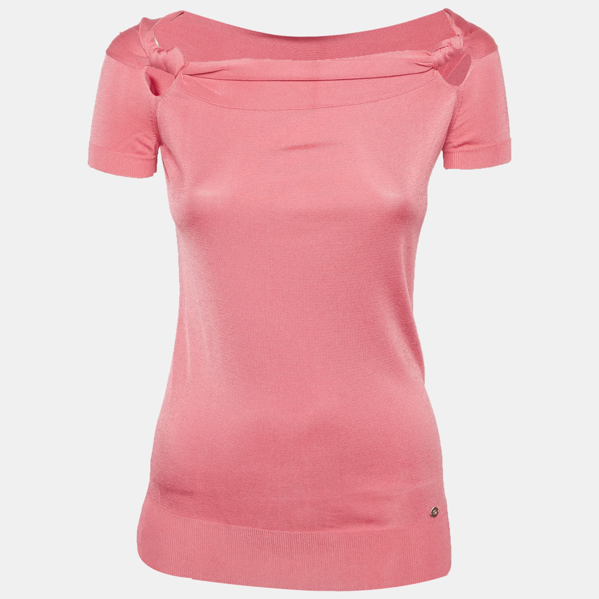 Gucci Pink Jersey Knit Short Sleeve Top S