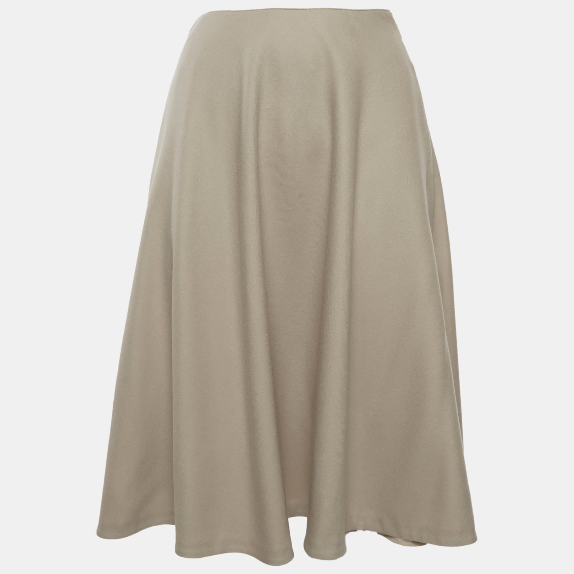 Gucci Beige Wool Blend Flared Midi Skirt XS