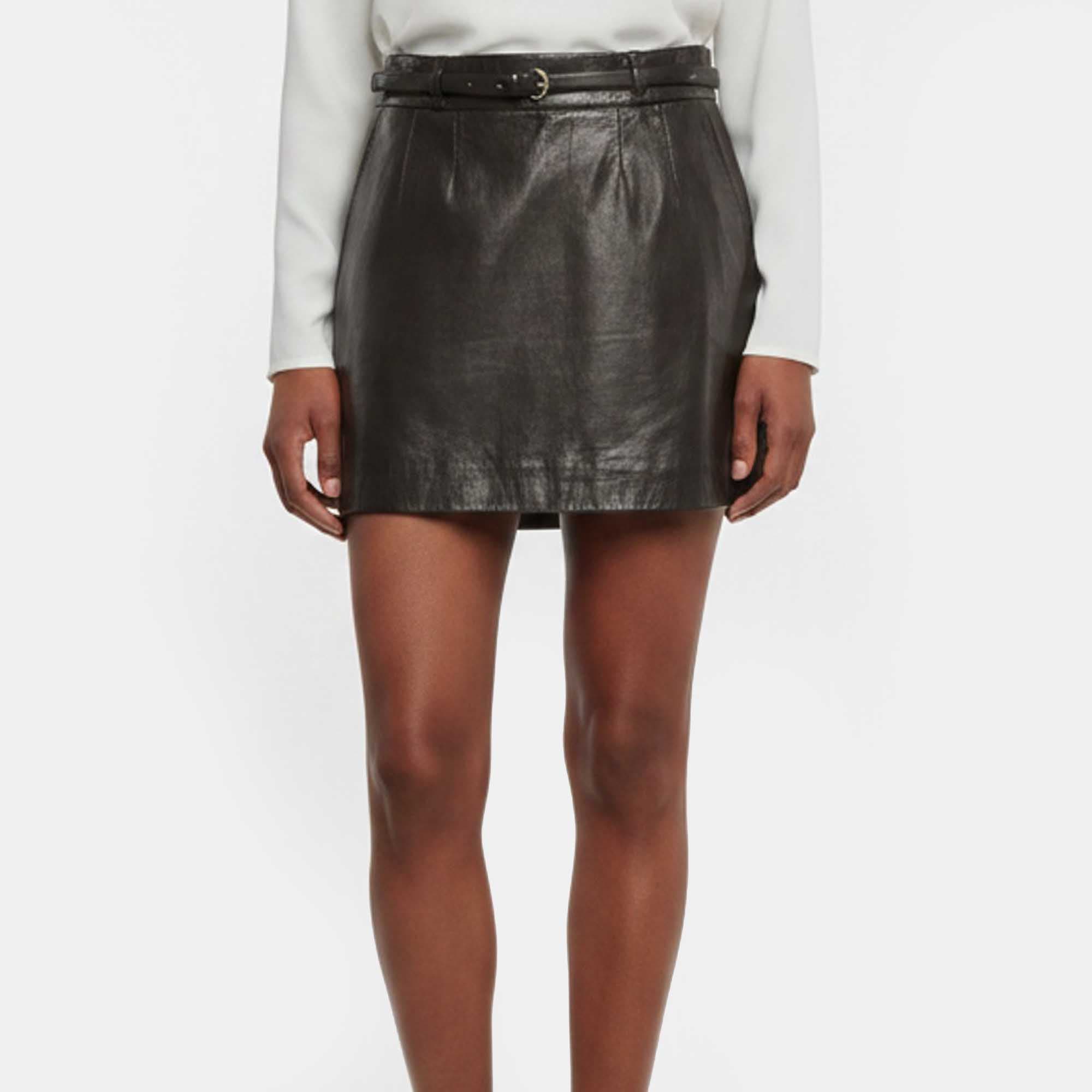 Gucci Black Leather Mini Skirt S