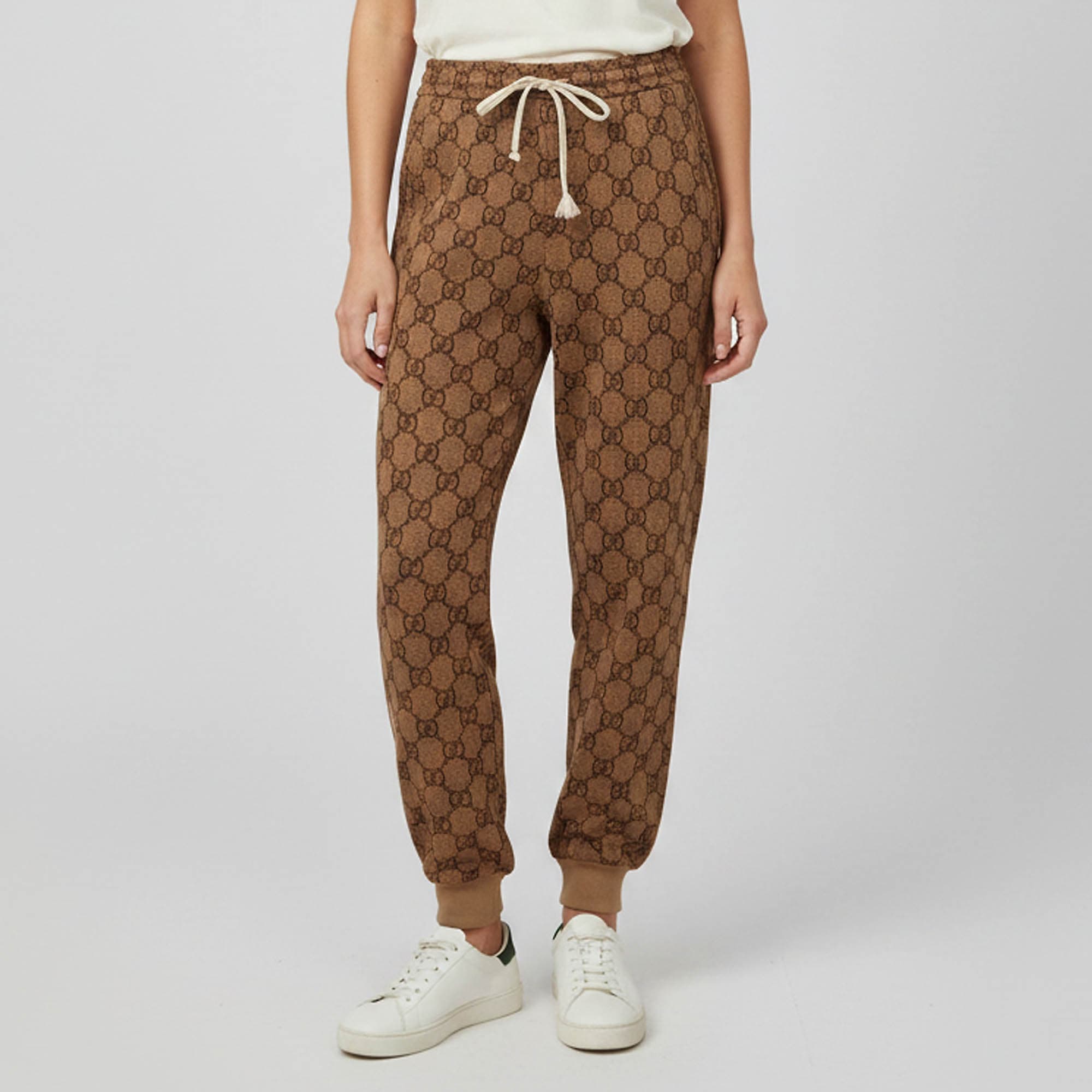 Gucci Brown GG Monogram Print Jersey Sweatpants M