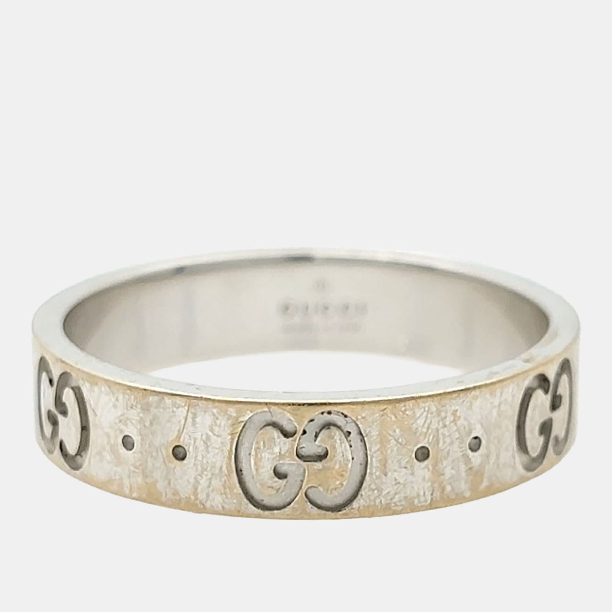 Gucci 18k White Gold Icon Ring