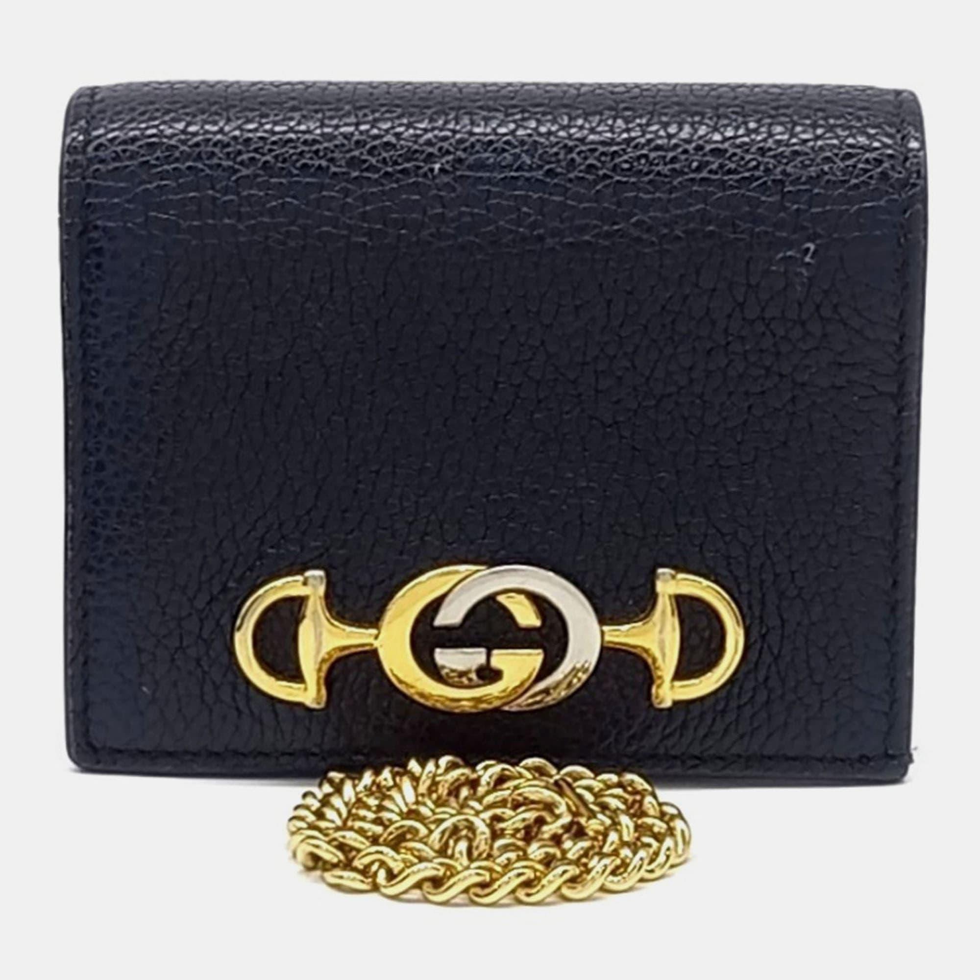 Gucci Black Leather Zumi Bifold Wallet