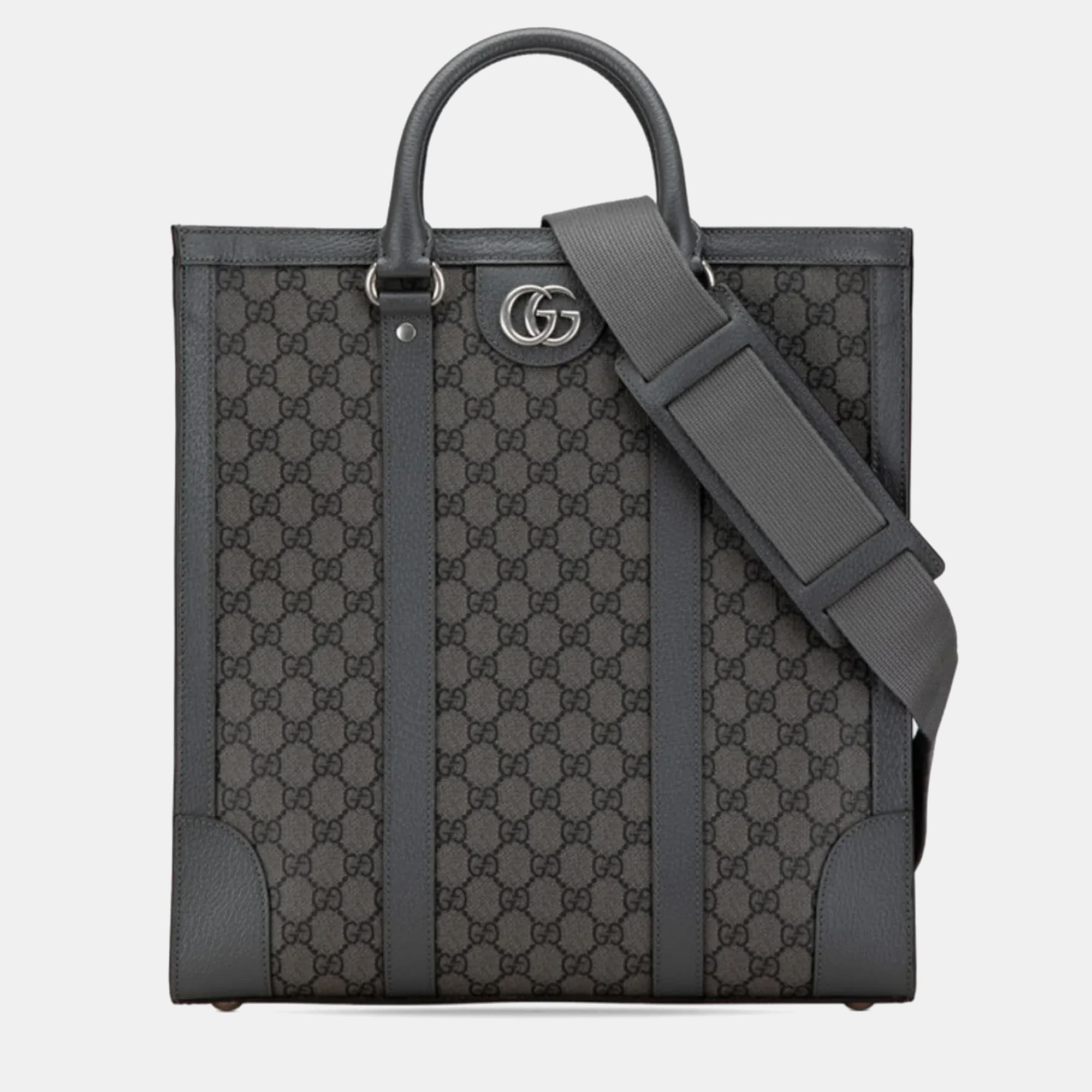 Gucci Ophidia GG Supreme Medium Grey PVC Leather Shoulder Bag