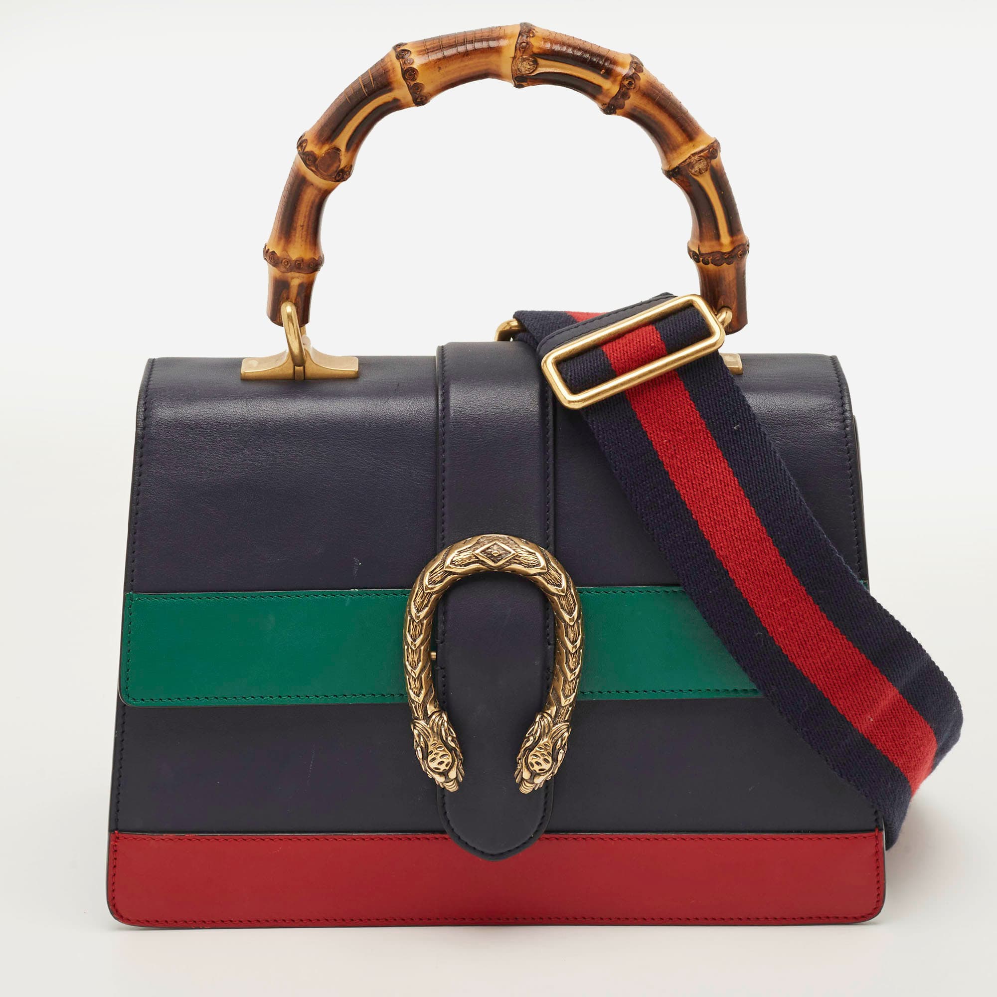 Gucci Dionysus Bamboo Medium Tricolor Leather Top Handle Bag