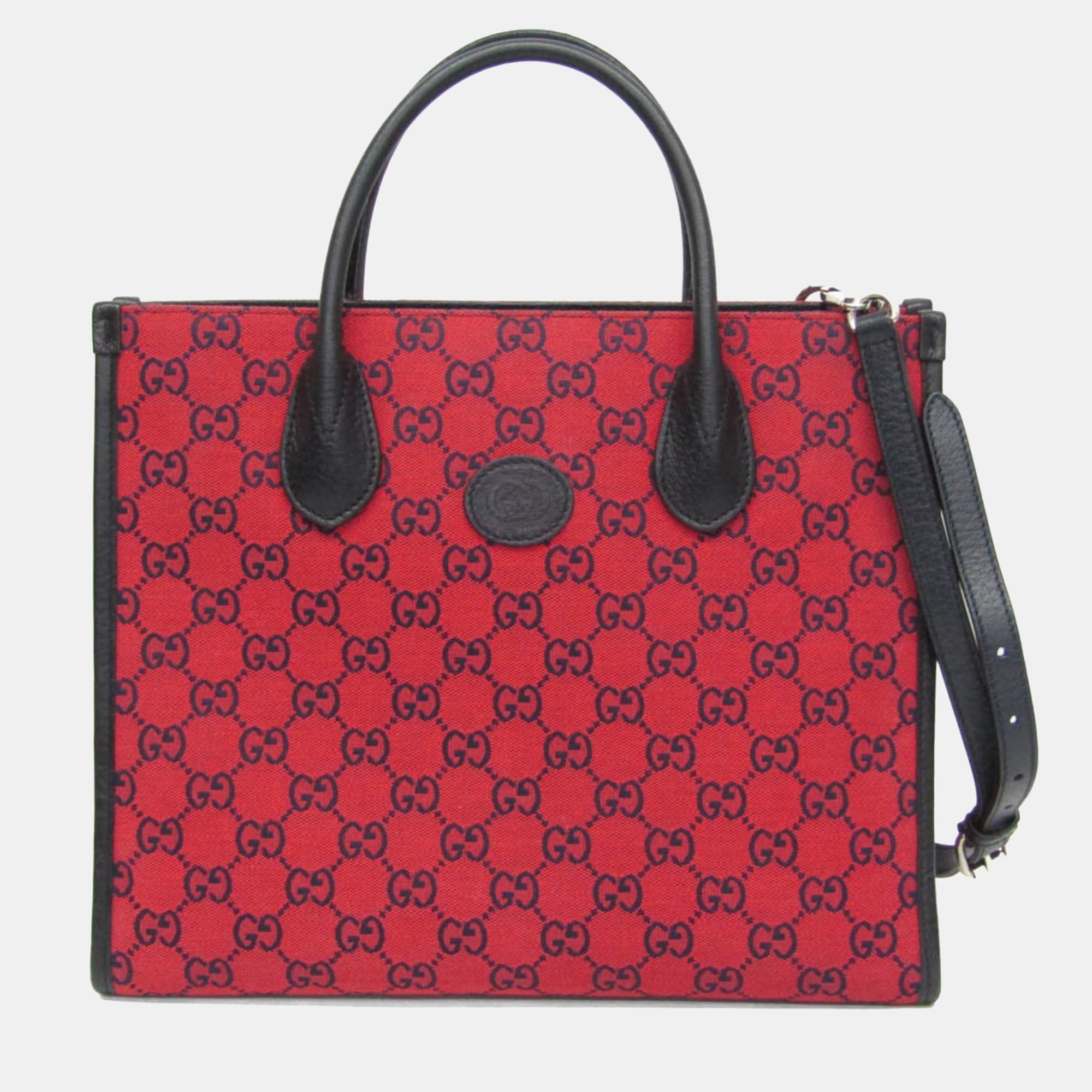 Gucci Interlocking G Small Black, Red GG Canvas Leather Shoulder Bag