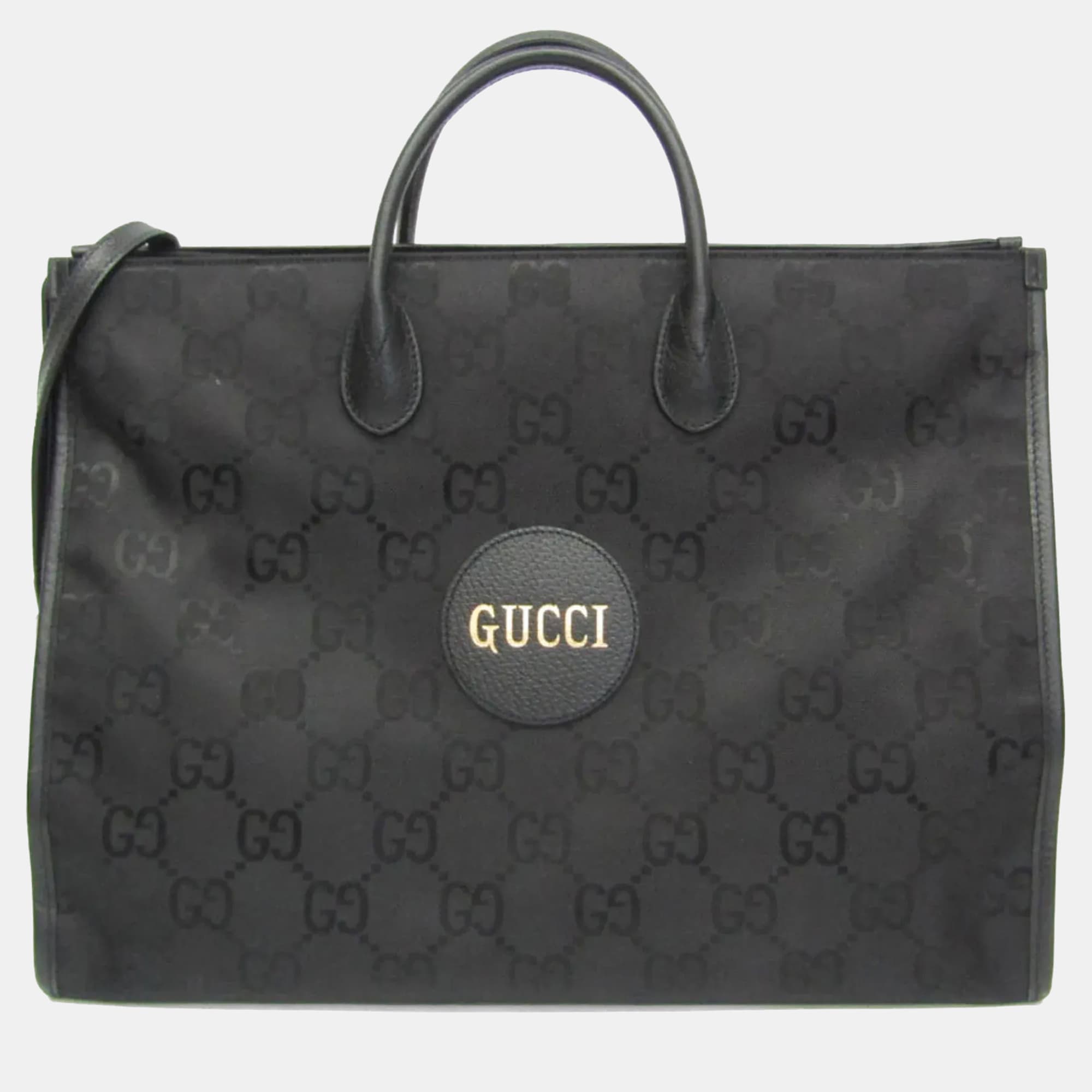Gucci Off The Grid GG Nylon Canvas Leather Handbag Shoulder Bag Black