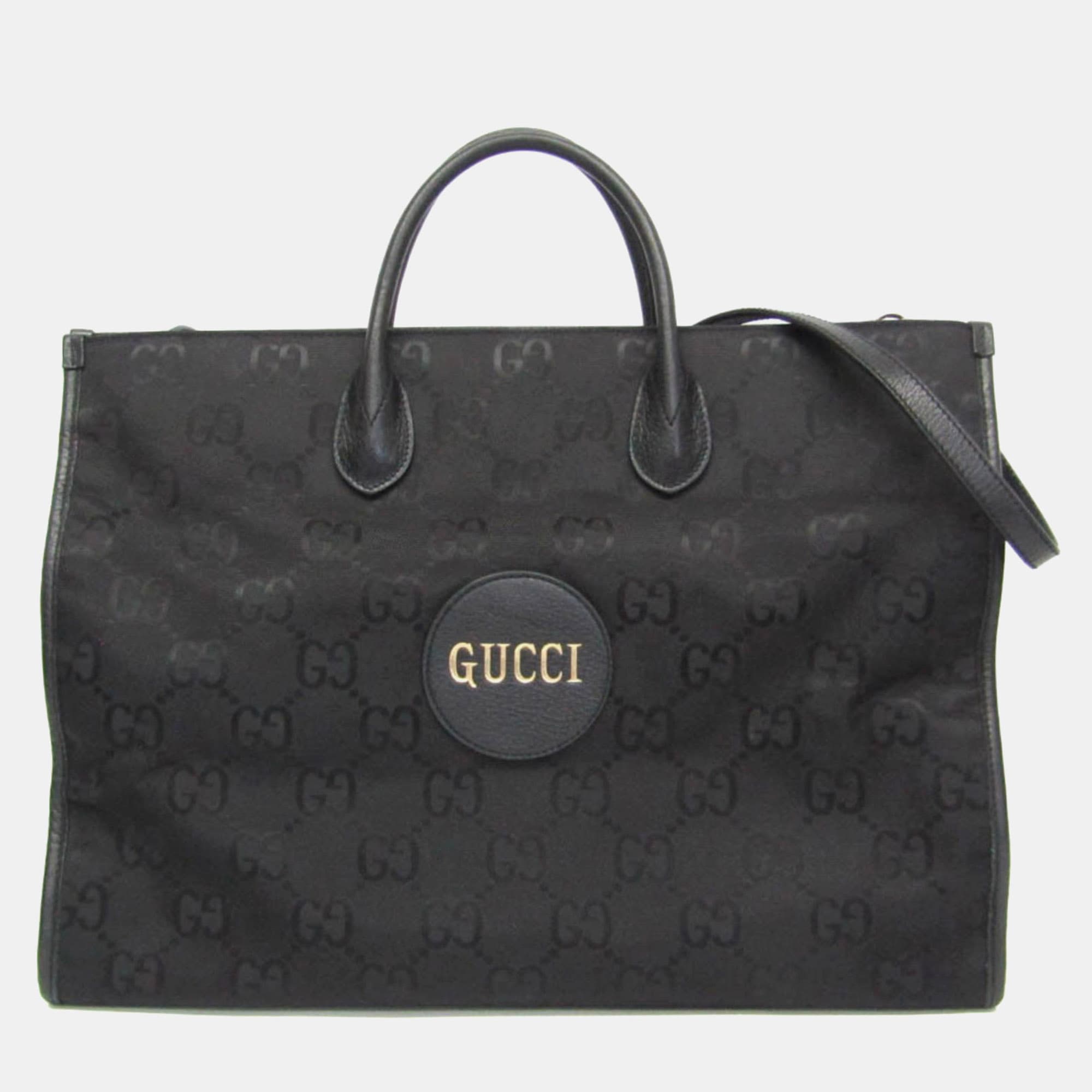 Gucci Off The Grid GG Black Nylon Canvas Leather Handbag Shoulder Bag