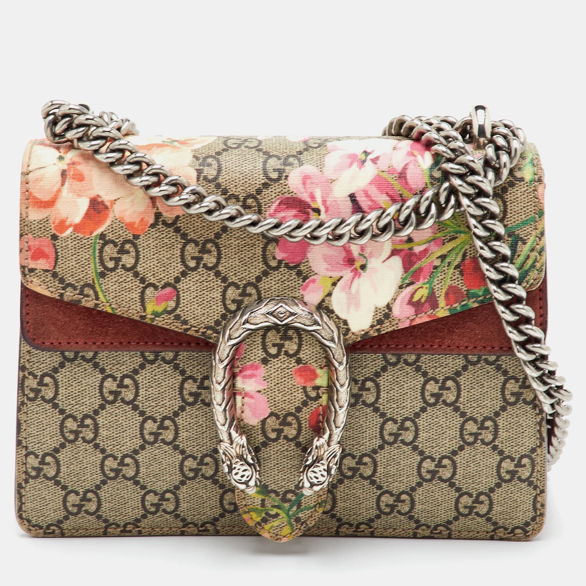 Gucci Dionysus Mini Multicolor Blooms GG Supreme Canvas and Suede Shoulder Bag