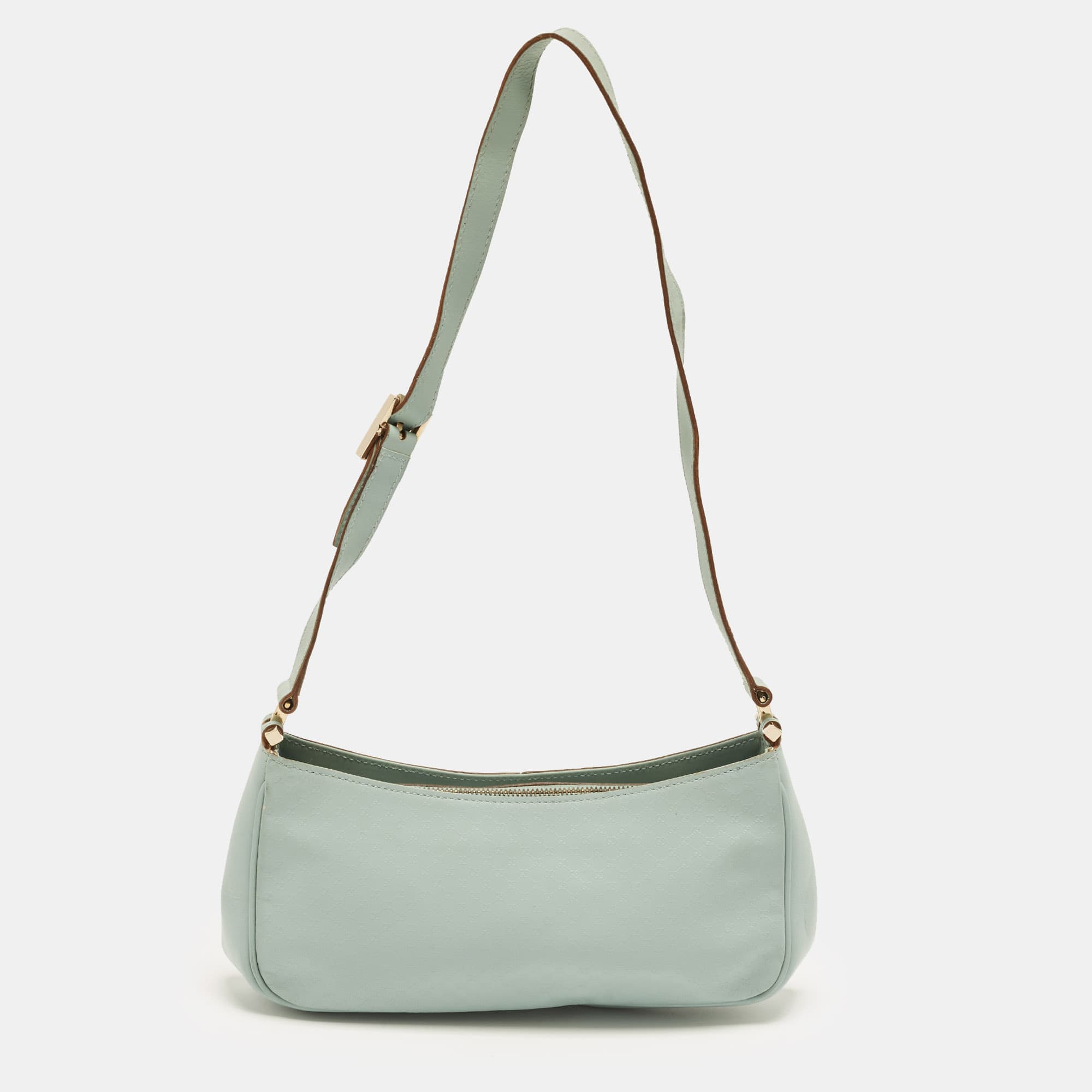 Gucci Light Blue Microguccissima Leather Pochette Bag