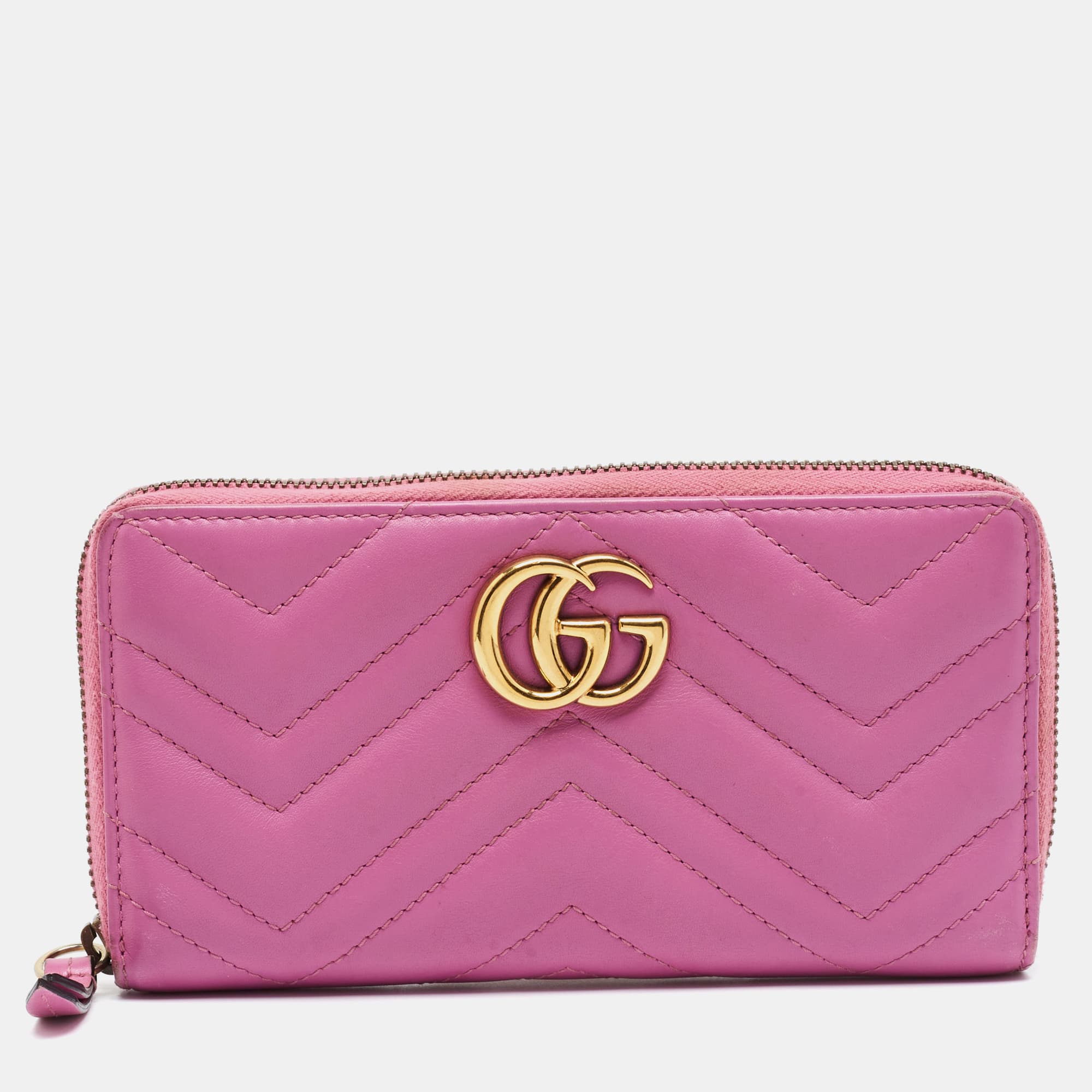 Gucci GG Marmont Pink Matelassé Leather Continental Wallet