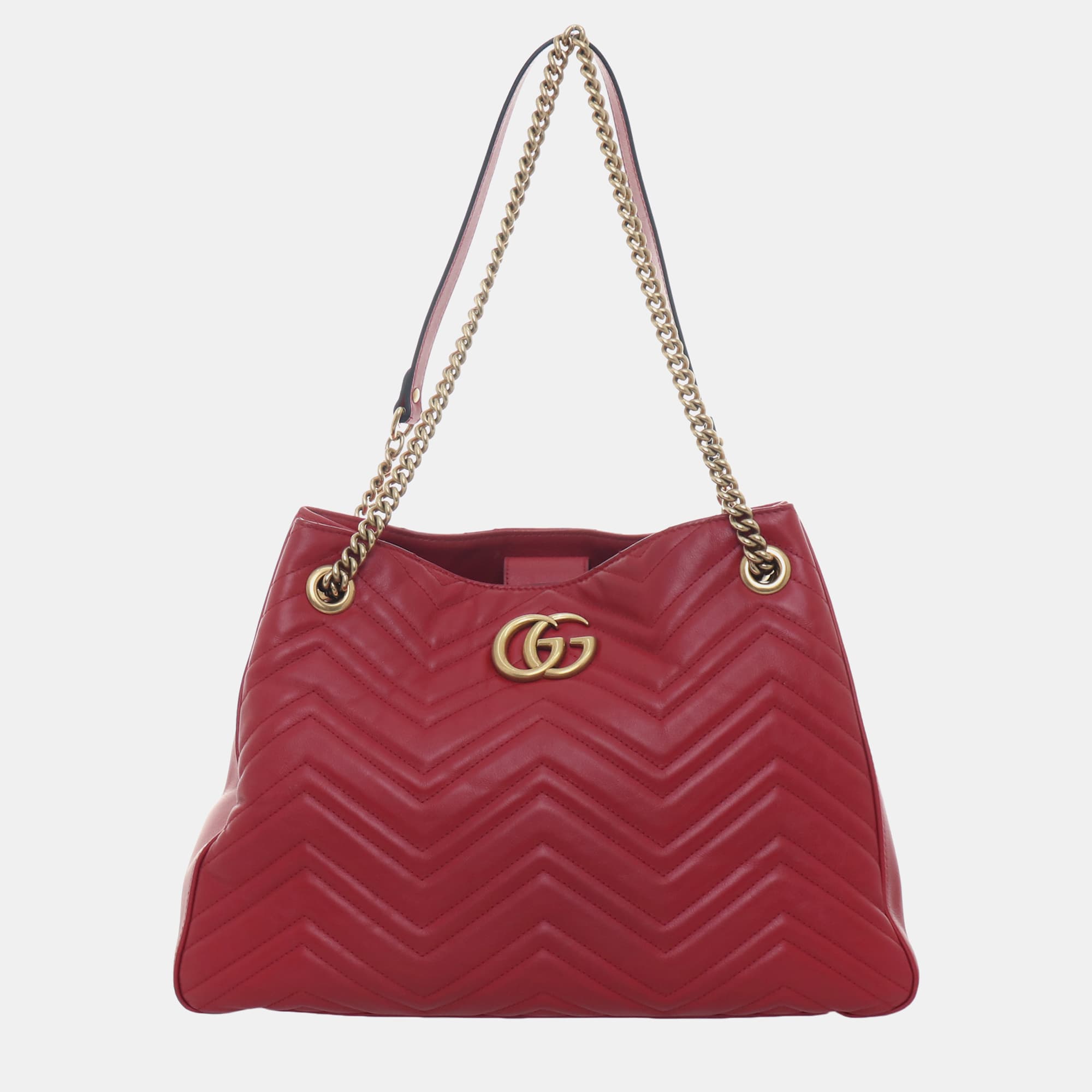 Gucci GG Marmont Medium Red Matelassé Leather Shoulder Bag