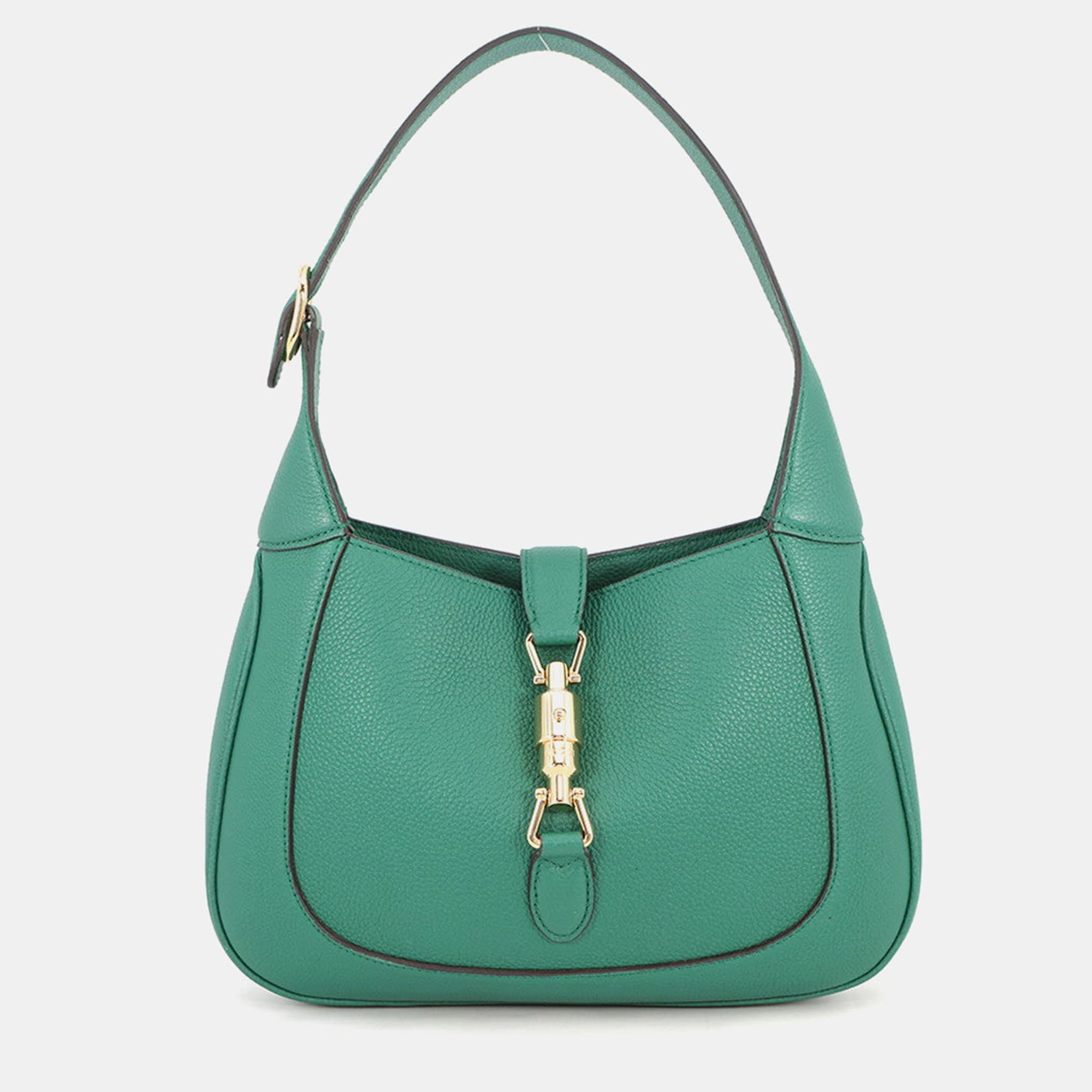 Gucci Jackie 1961 Small Green Calfskin Leather Hobo Bag