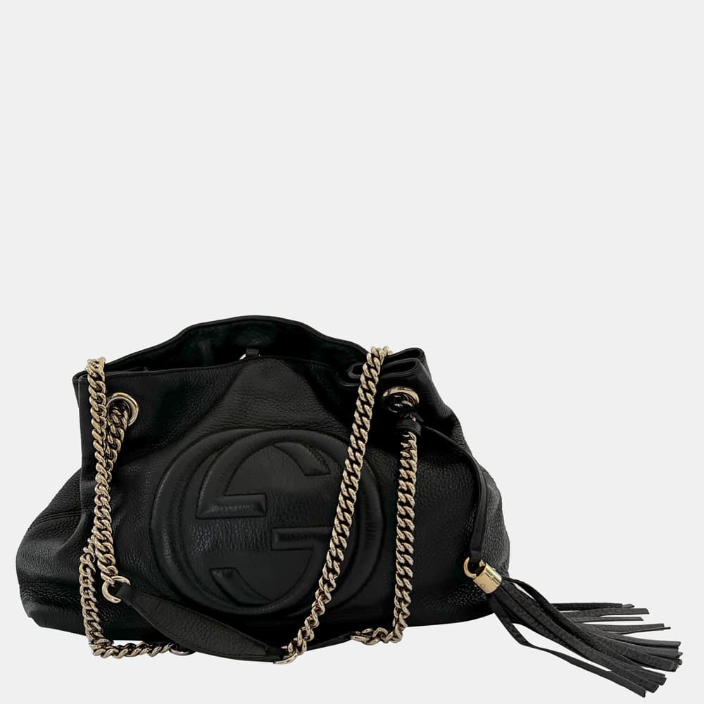 Gucci Black Pebbled Leather Medium Soho Chain Shoulder Bag