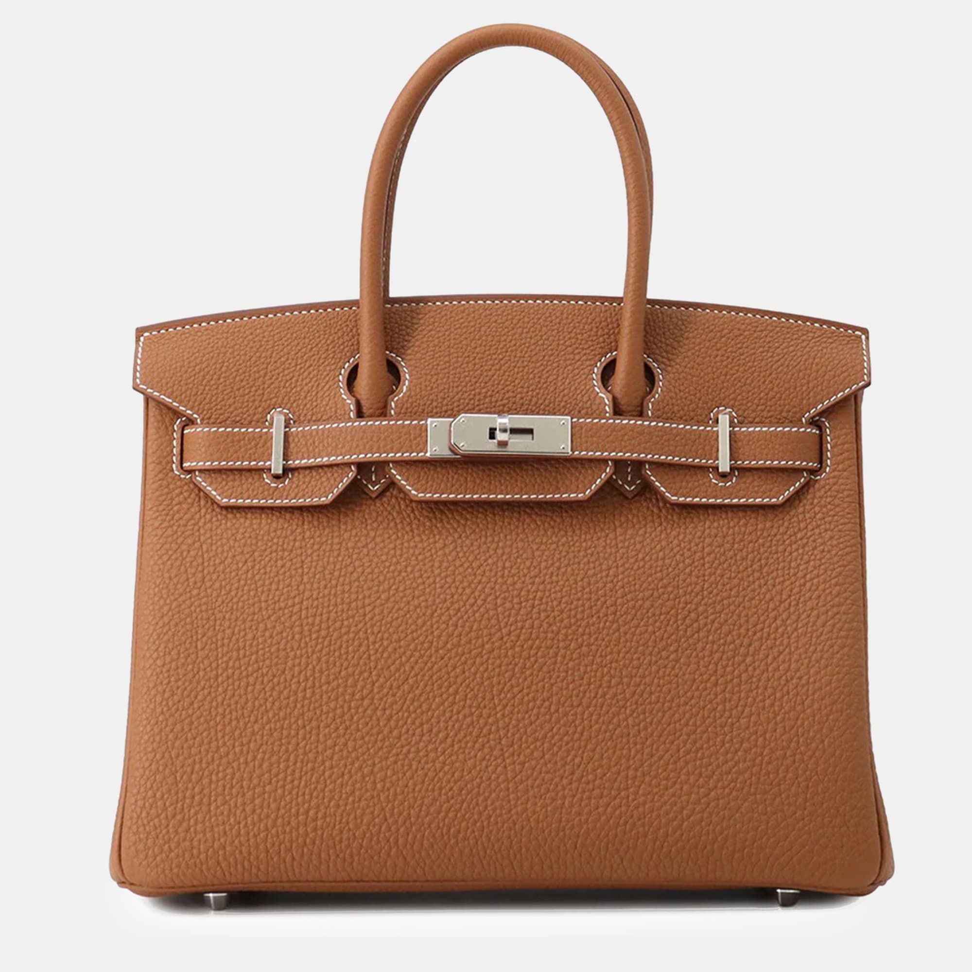 Hermes Birkin 30 Gold Togo Calfskin Leather Top Handle Bag