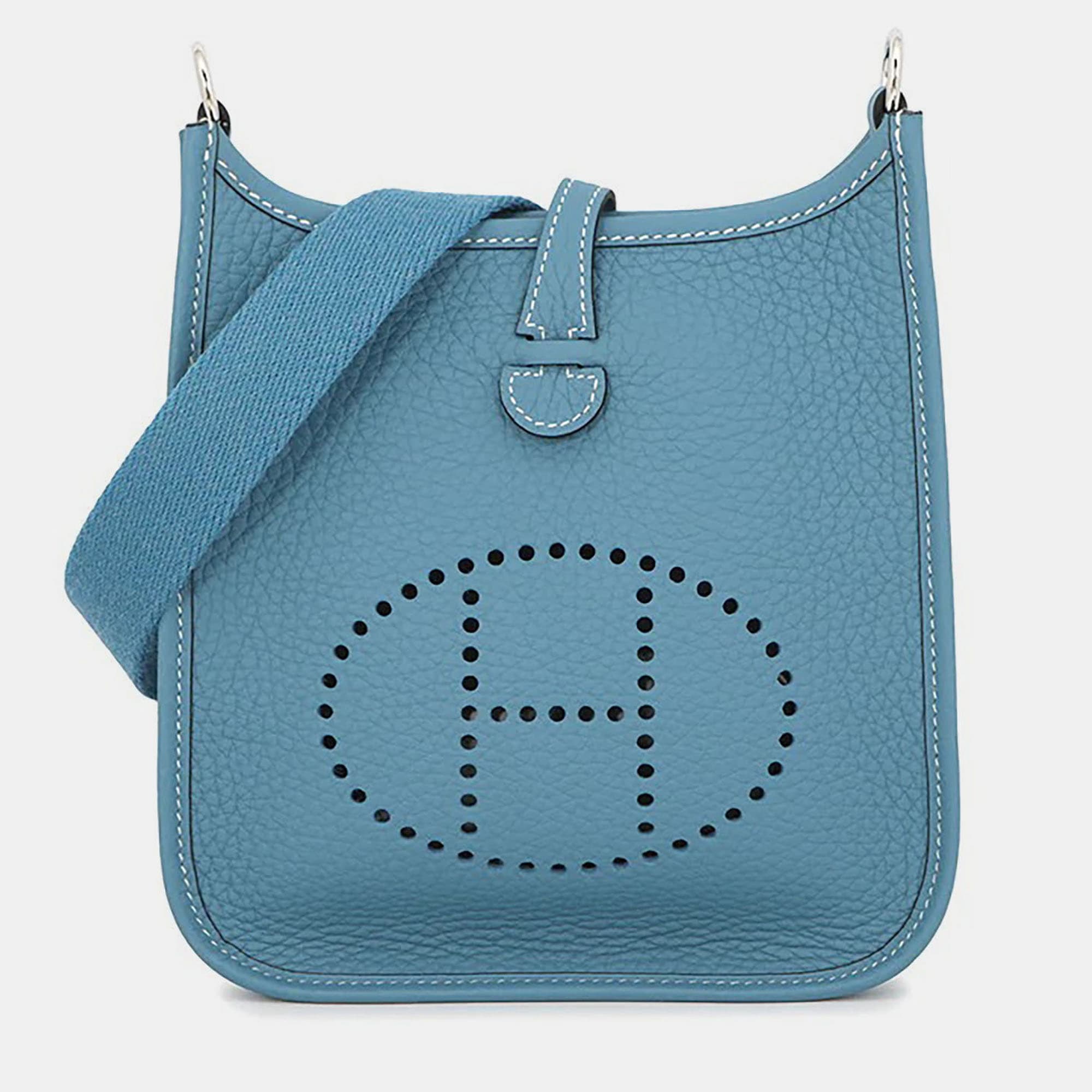 Hermes Evelyne TPM Blue Jean Taurillon Clemence Leather Crossbody Bag