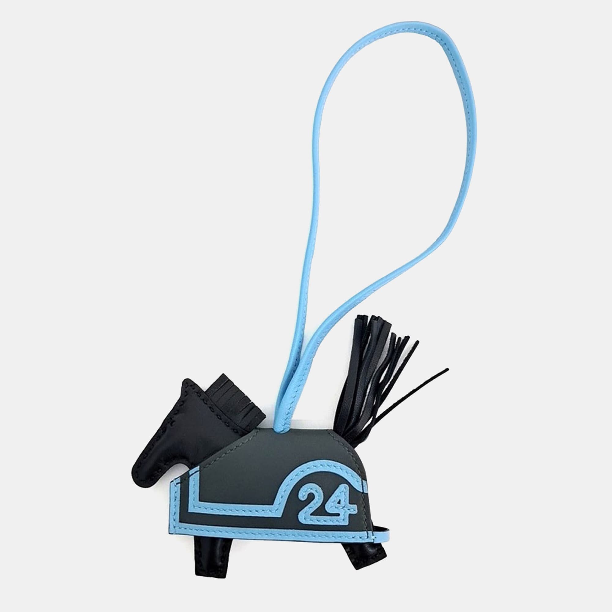 Hermes Blue Black Robeo Bag Charm Small