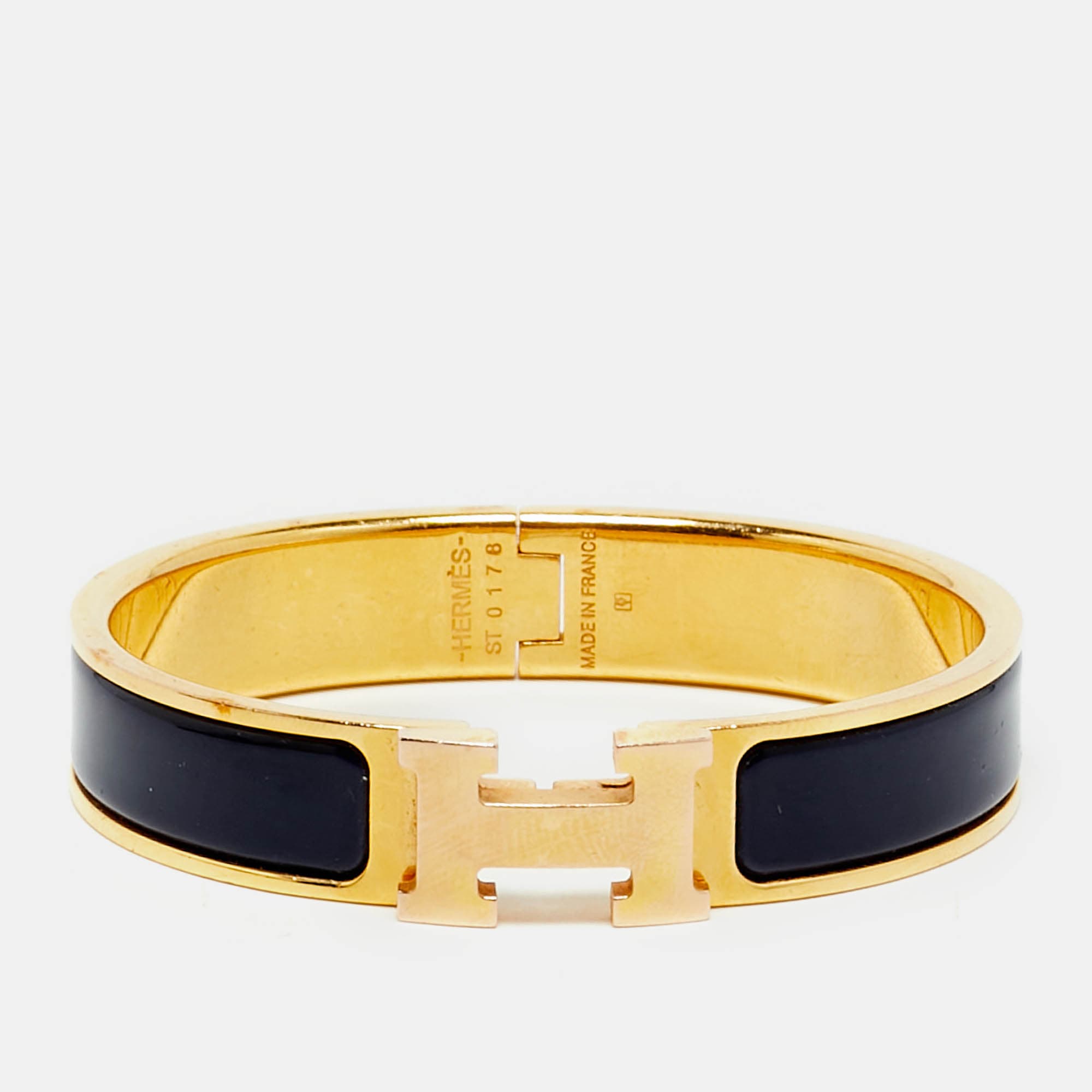 Hermès Clic H Enamel Gold Tone Bracelet