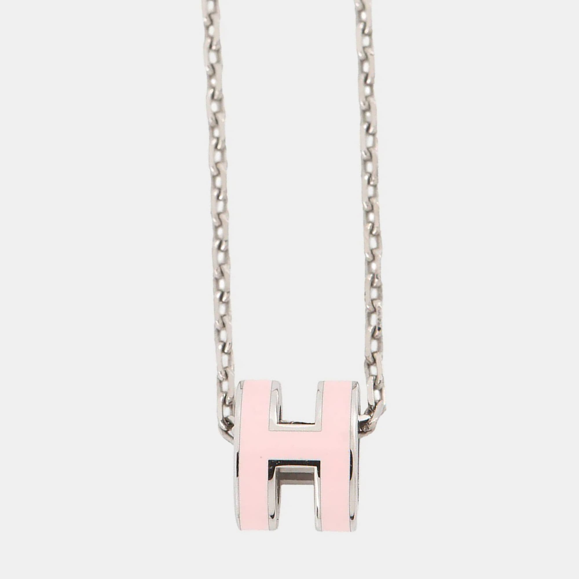 Hermes Pop Ash Necklace Size Mini Rose Dragee Gold Plated Lacquer