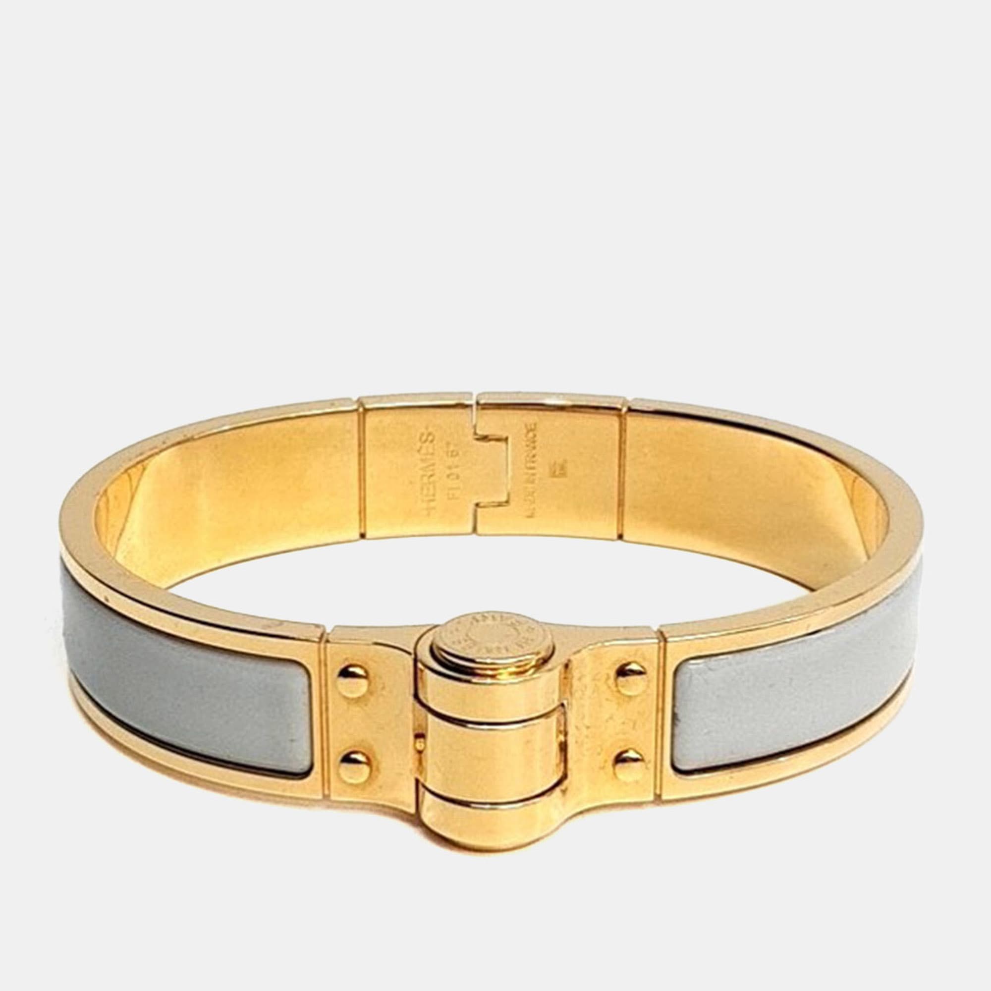 Hermès Hinge Sky Blue/Gold Bracelet