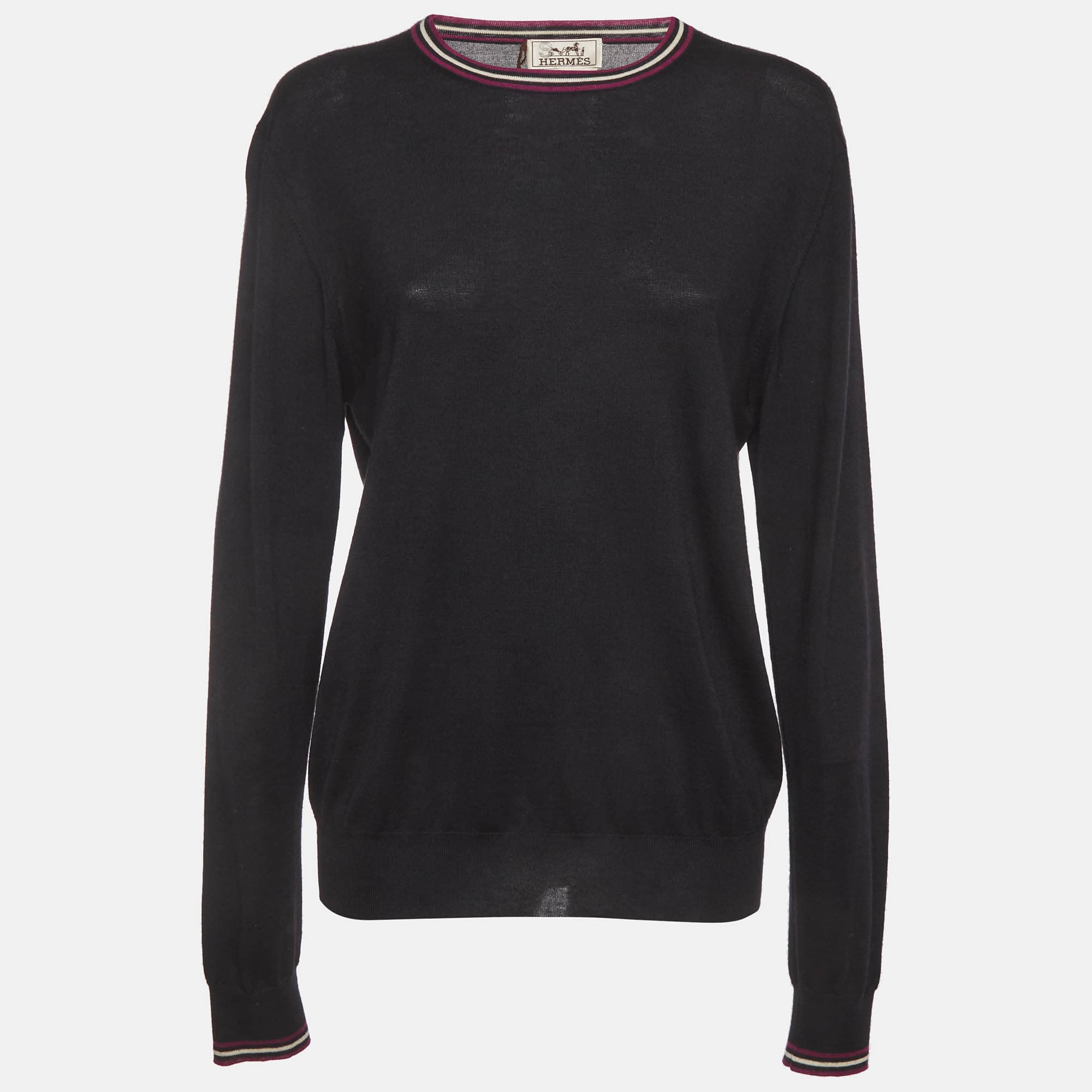 Hermes Black Knit Long Sleeve Sweater M
